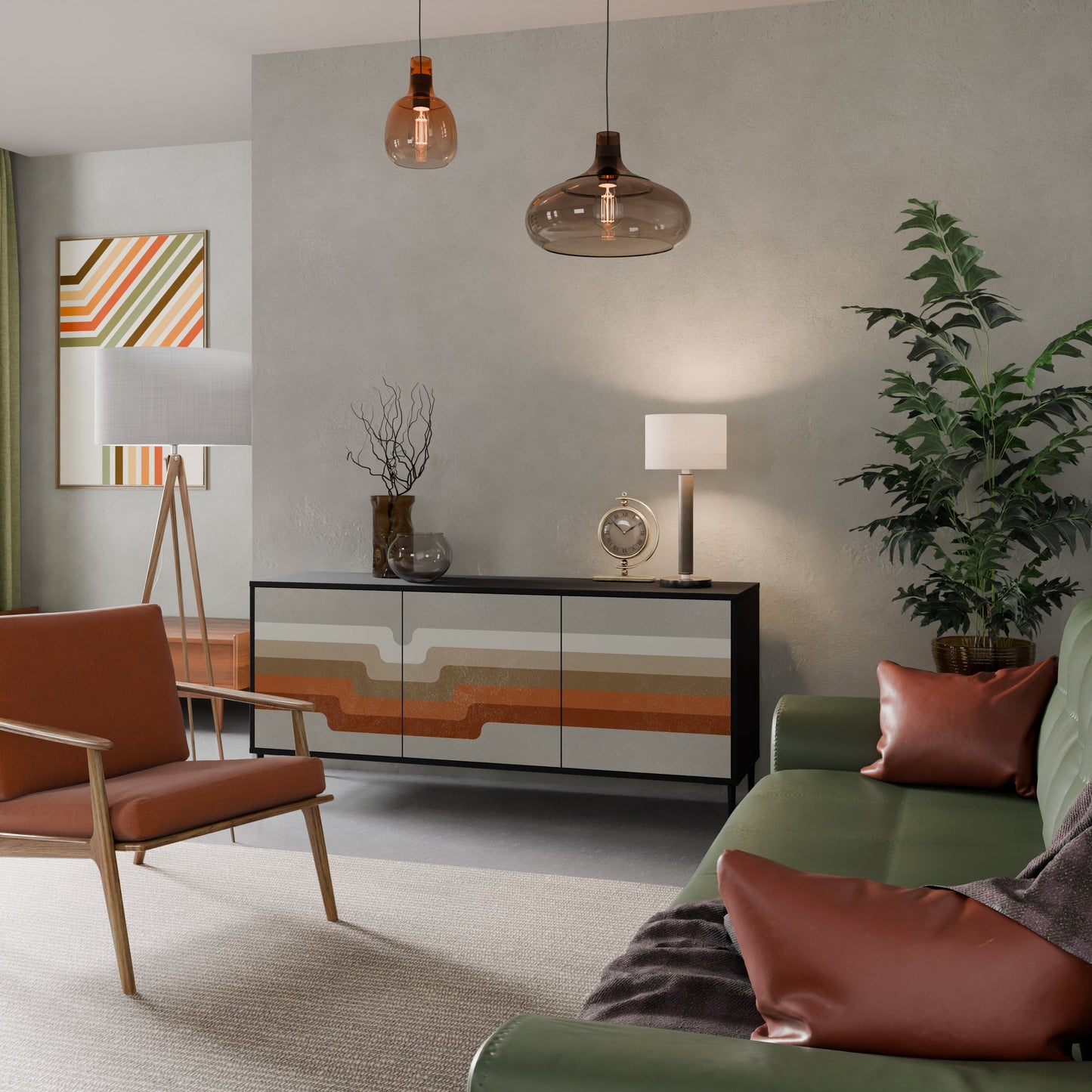 Credenza a 3 ante PECULIAR TRAIL in finitura nera