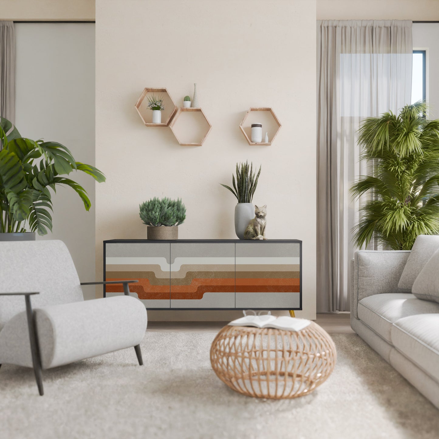 Credenza a 3 ante PECULIAR TRAIL in finitura nera