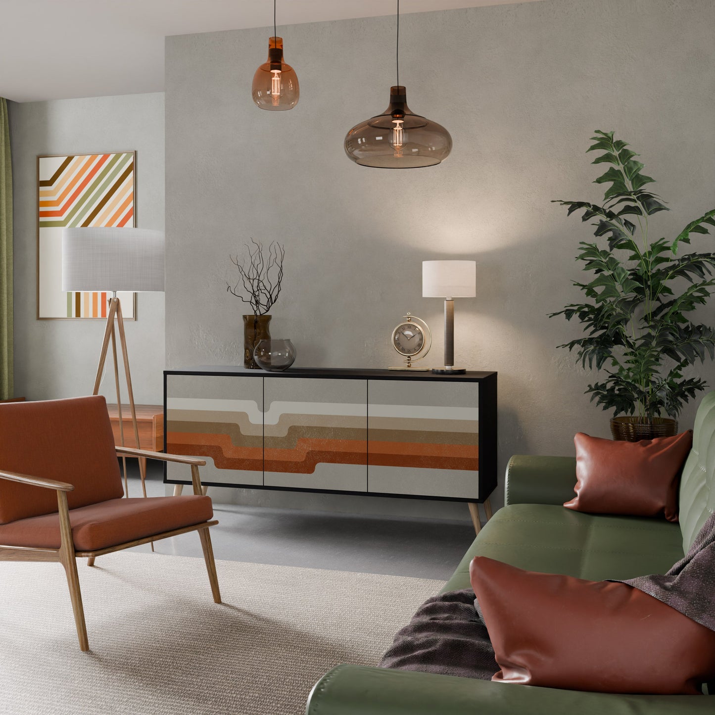 Credenza a 3 ante PECULIAR TRAIL in finitura nera