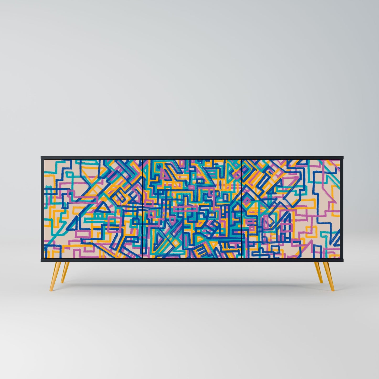 Credenza MEMORIES MAP a 3 ante in finitura nera