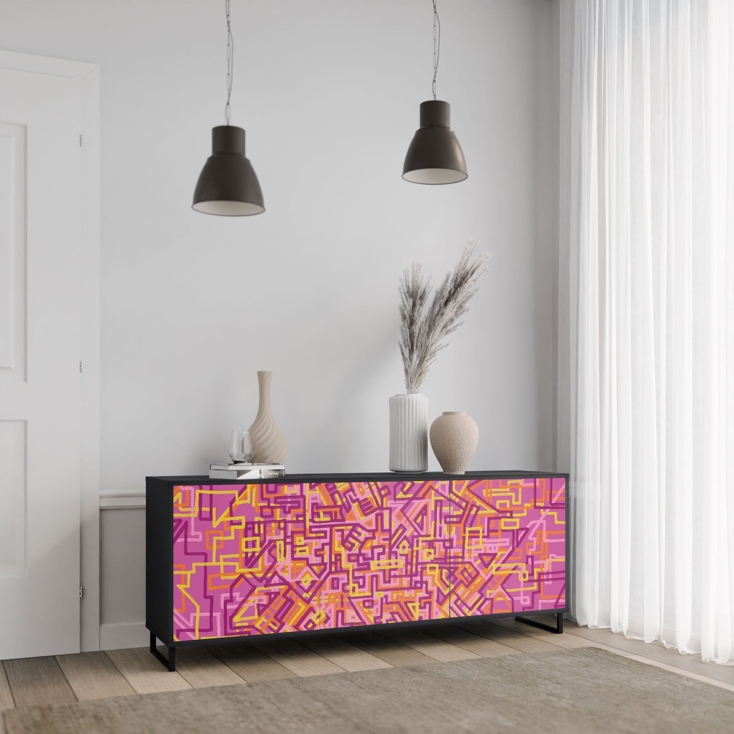 Credenza a 3 ante LOVELY MEMORIES in finitura nera
