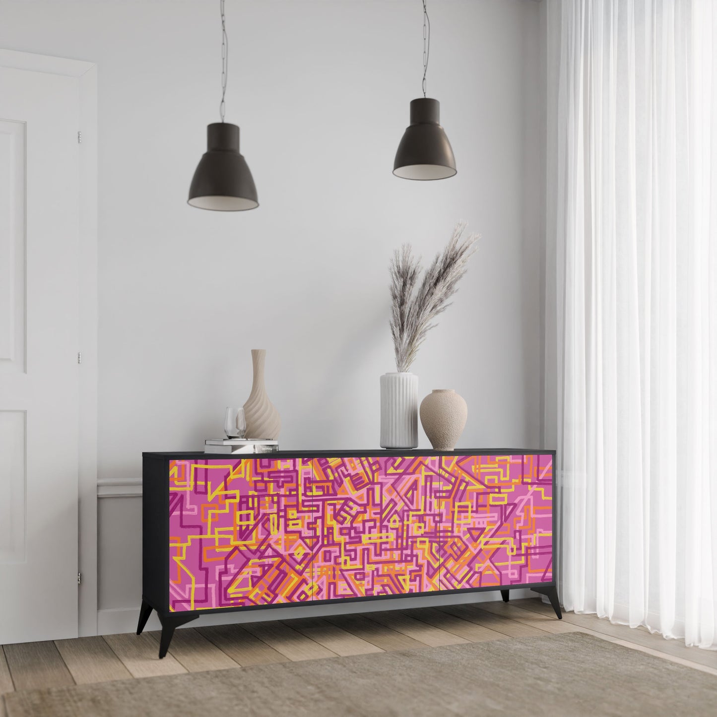 Credenza a 3 ante LOVELY MEMORIES in finitura nera