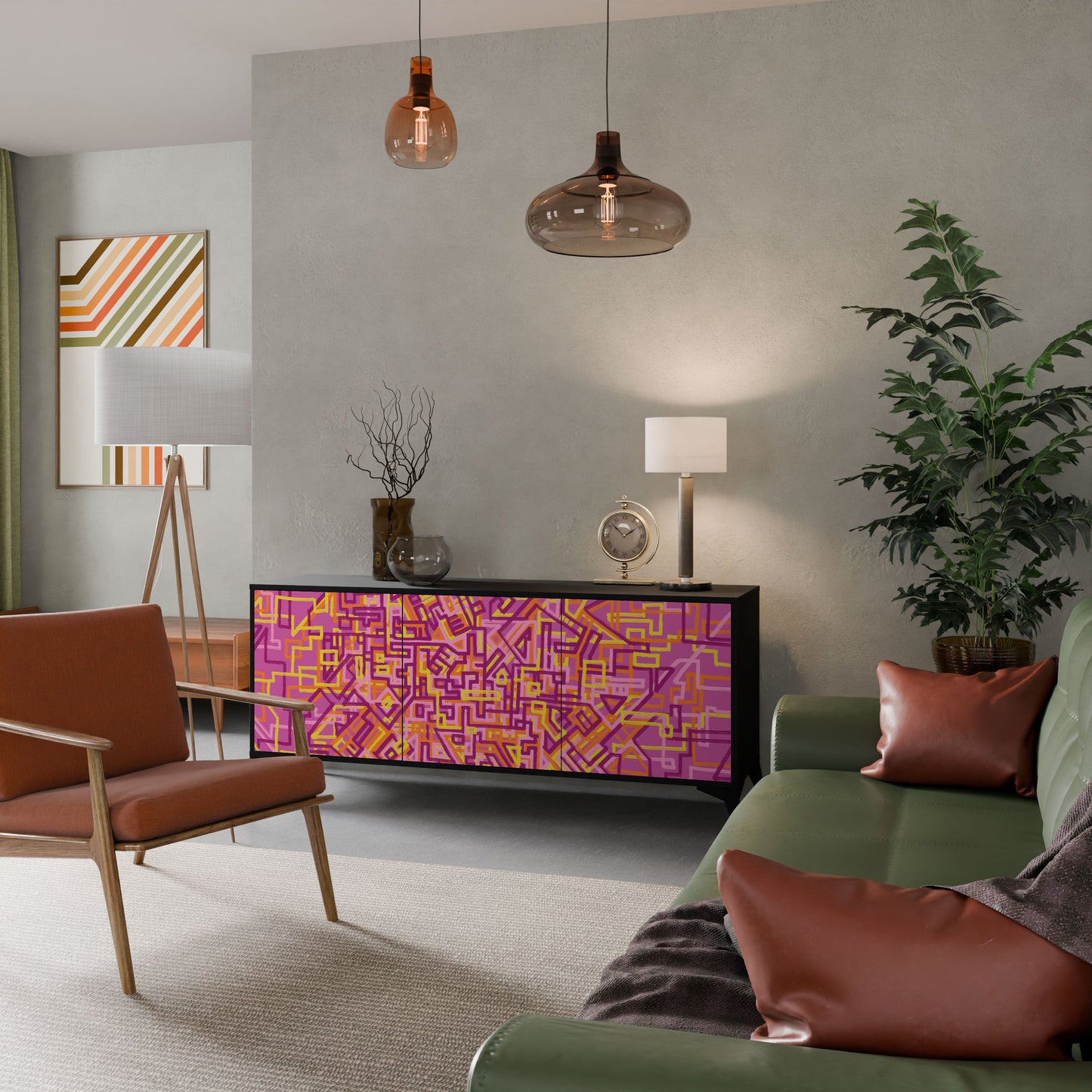 Credenza a 3 ante LOVELY MEMORIES in finitura nera