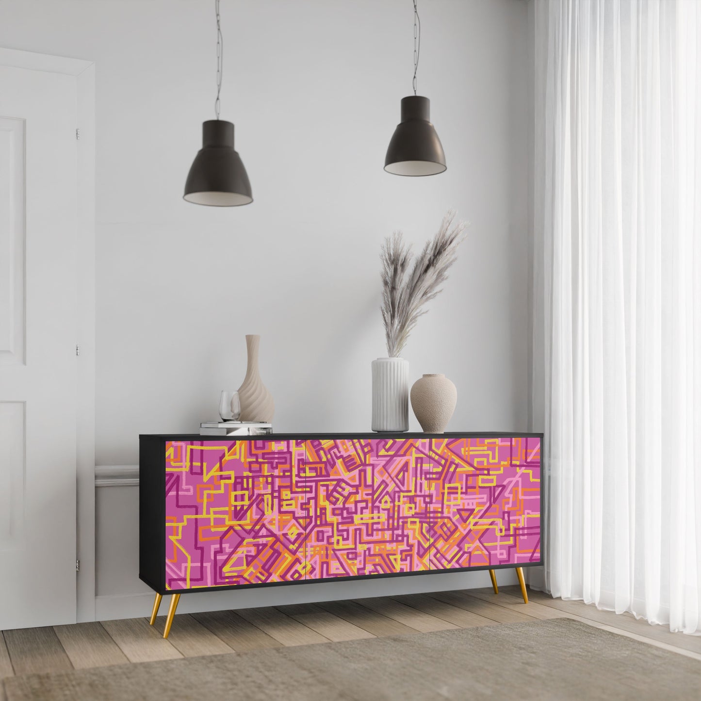 Credenza a 3 ante LOVELY MEMORIES in finitura nera