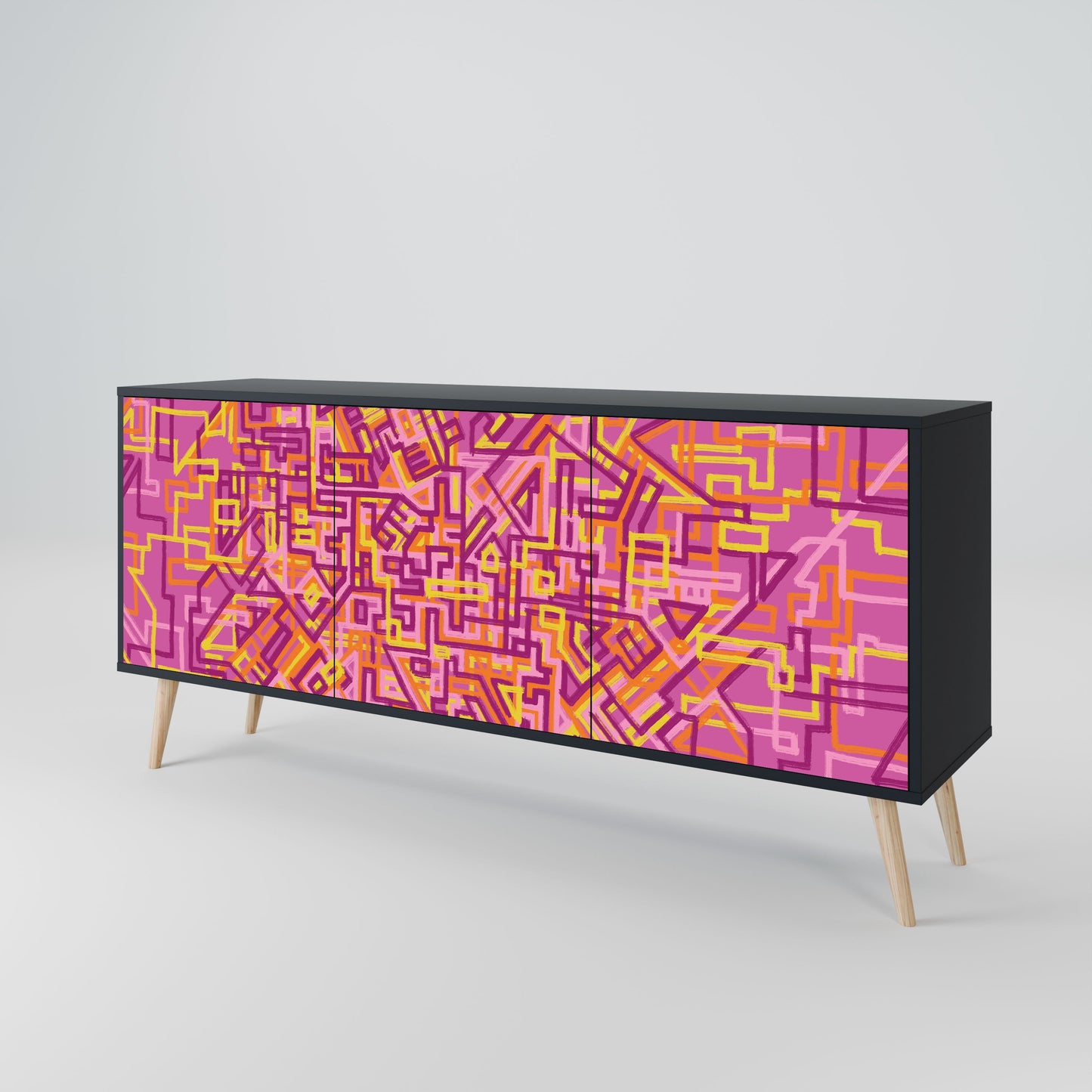 Credenza a 3 ante LOVELY MEMORIES in finitura nera
