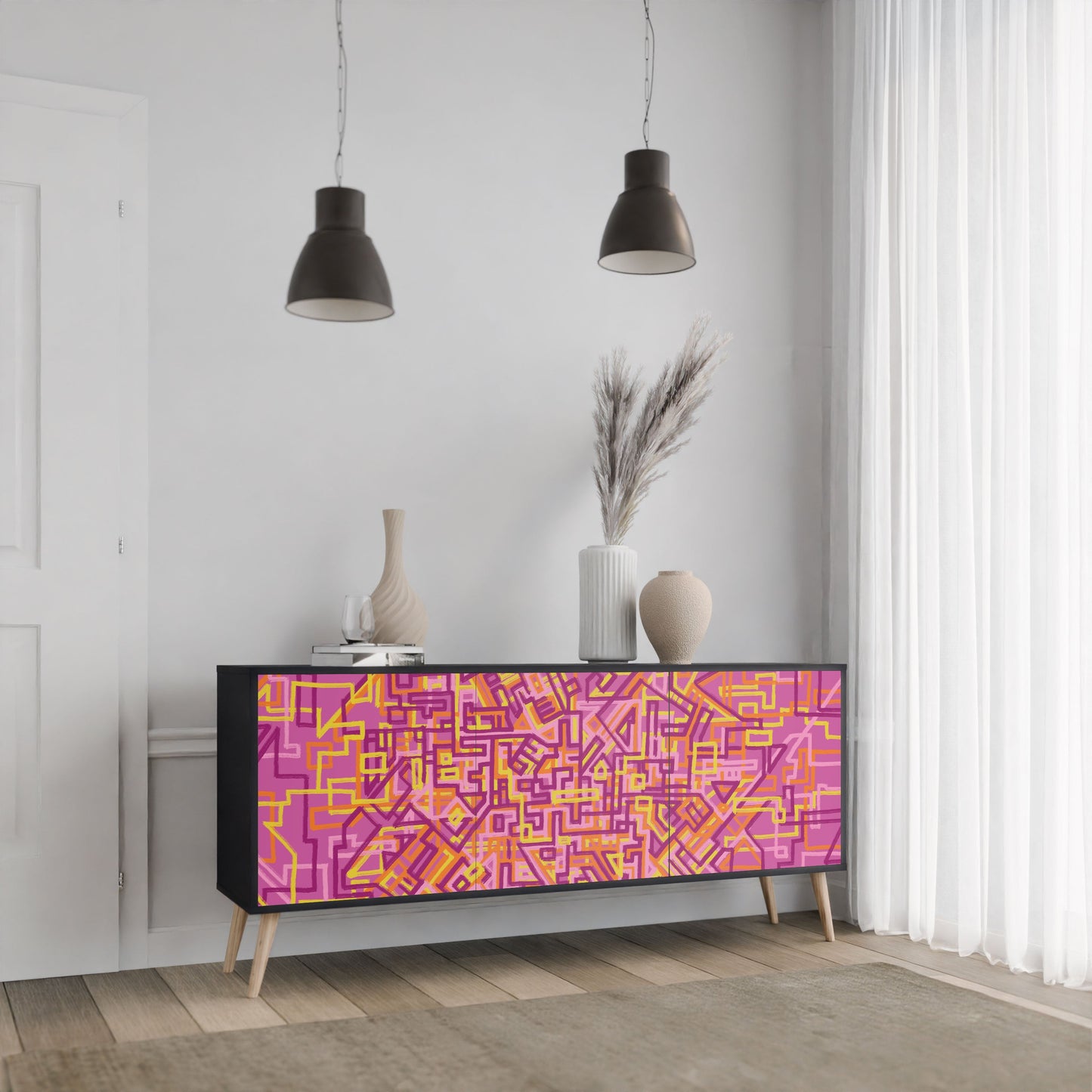 Credenza a 3 ante LOVELY MEMORIES in finitura nera