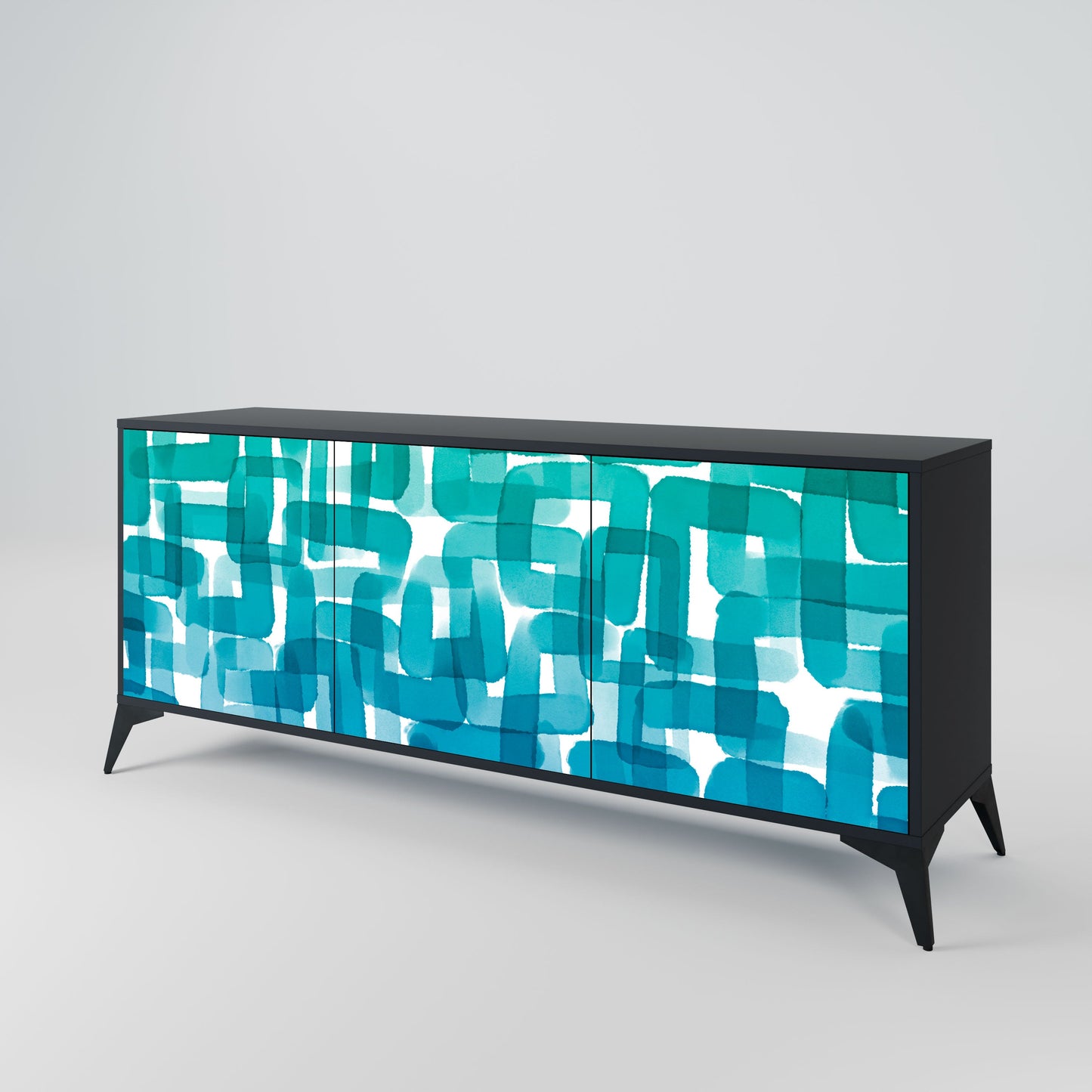 Credenza TURQUOISE RECTANGLES a 3 ante con finitura nera