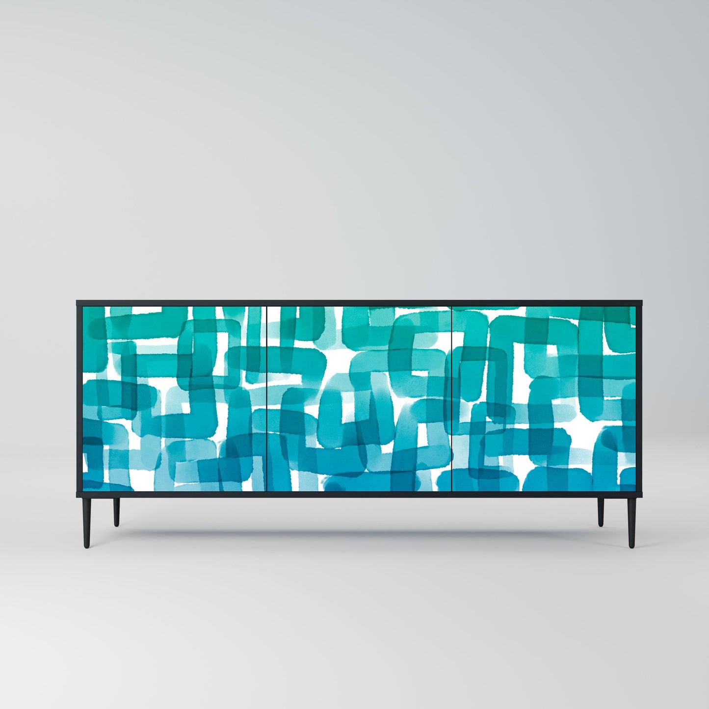 Credenza TURQUOISE RECTANGLES a 3 ante con finitura nera