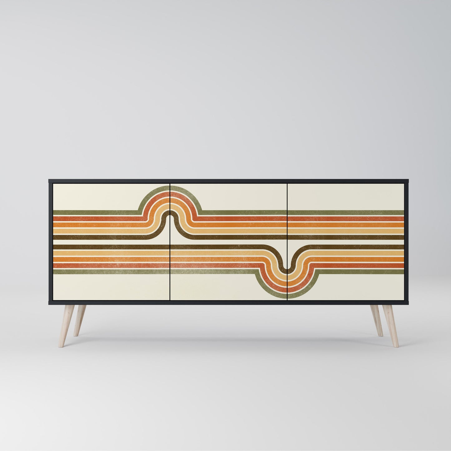Credenza EXCEPTIONAL STREAM a 3 ante in finitura nera