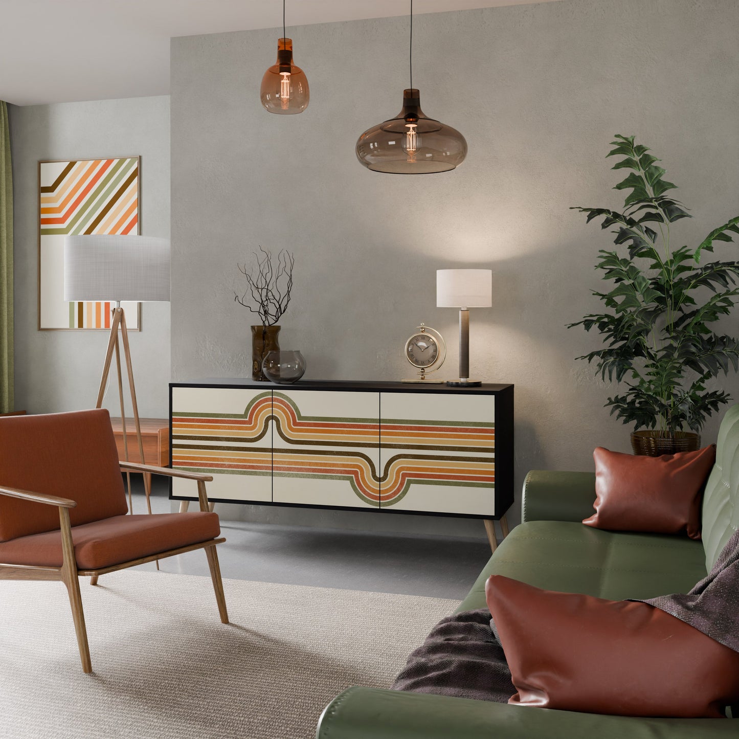 Credenza EXCEPTIONAL STREAM a 3 ante in finitura nera