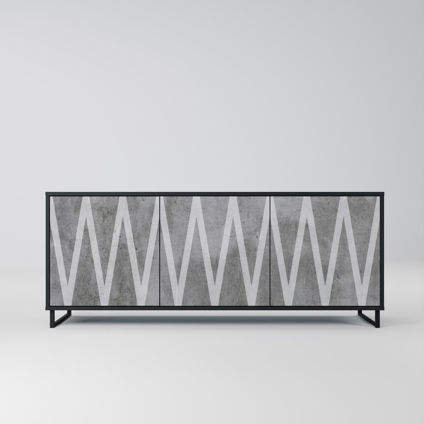 Credenza SOLID ZIG ZAG a 3 ante con finitura nera
