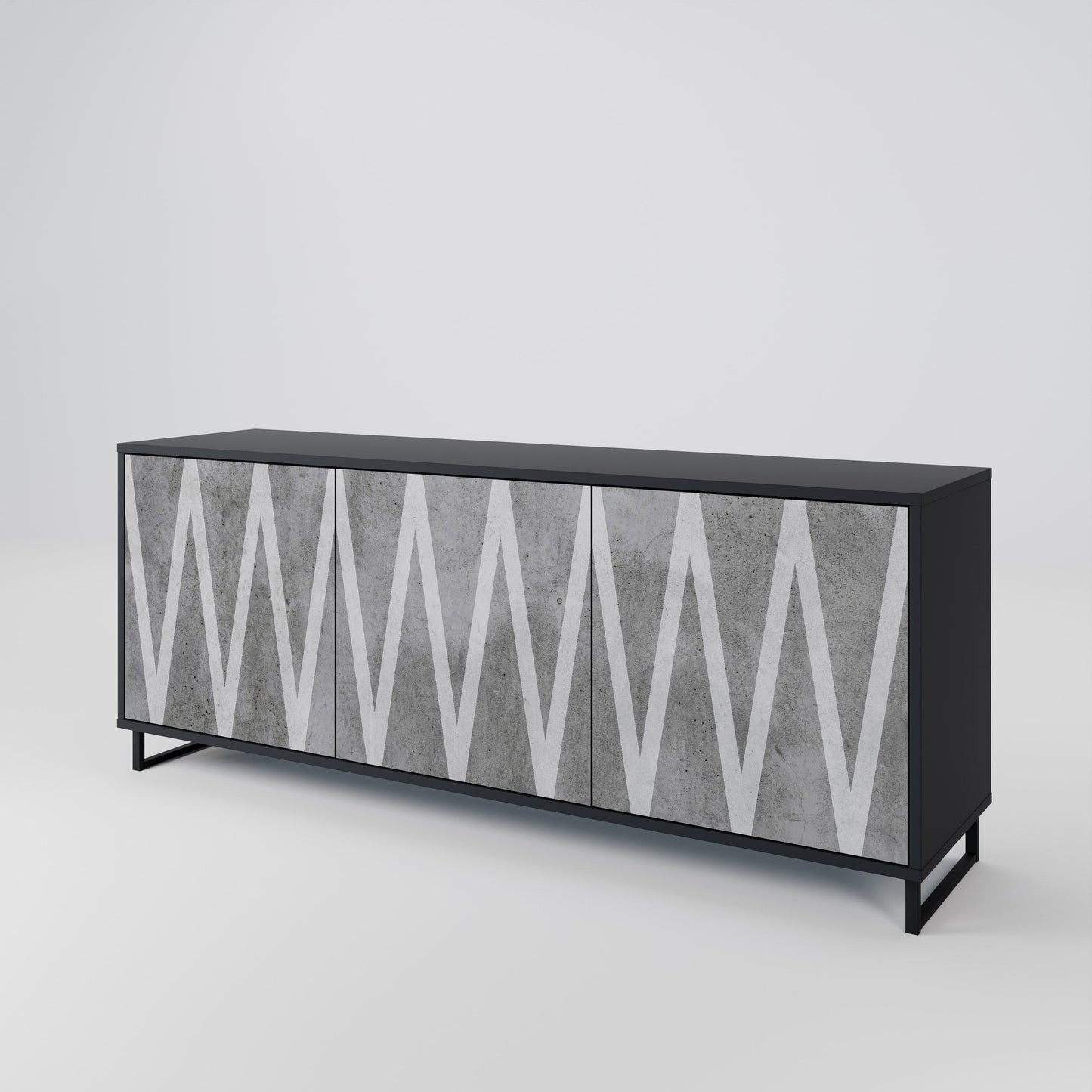 Credenza SOLID ZIG ZAG a 3 ante con finitura nera