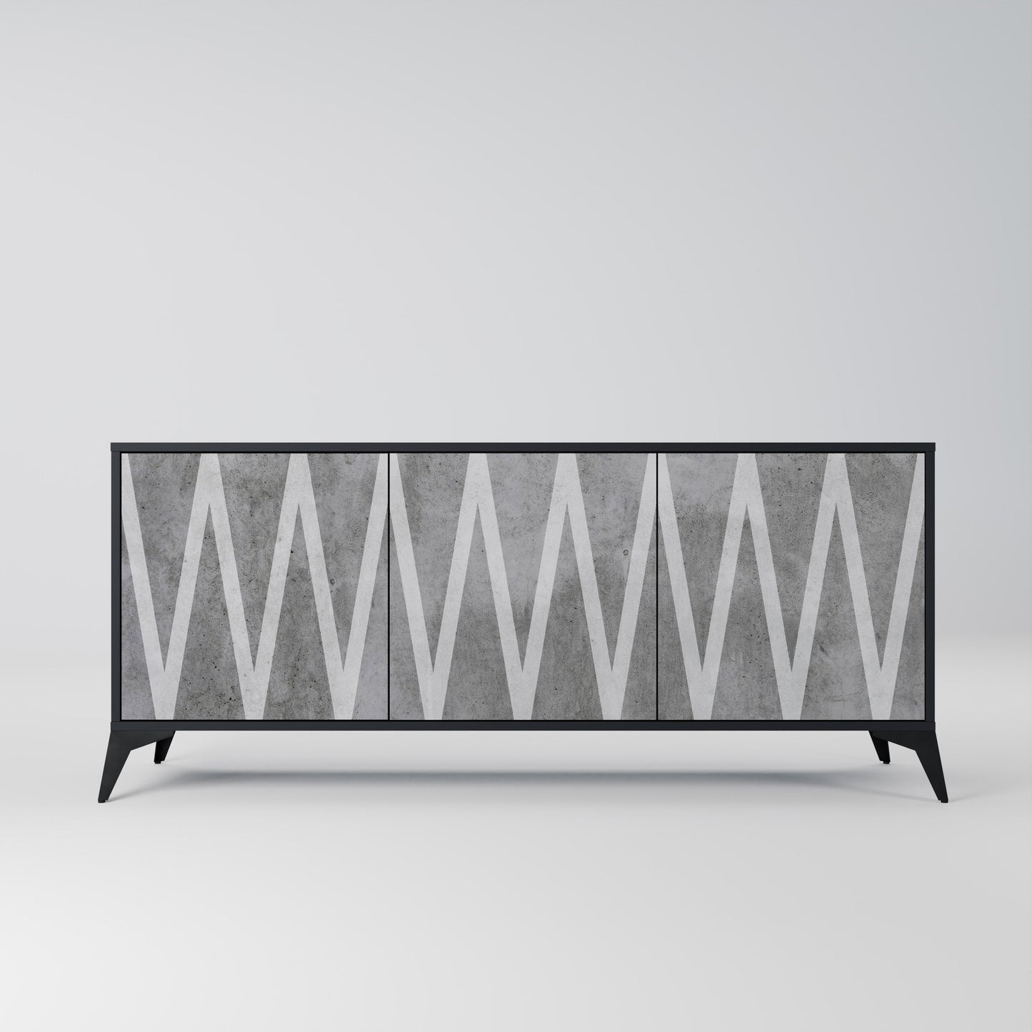 Credenza SOLID ZIG ZAG a 3 ante con finitura nera
