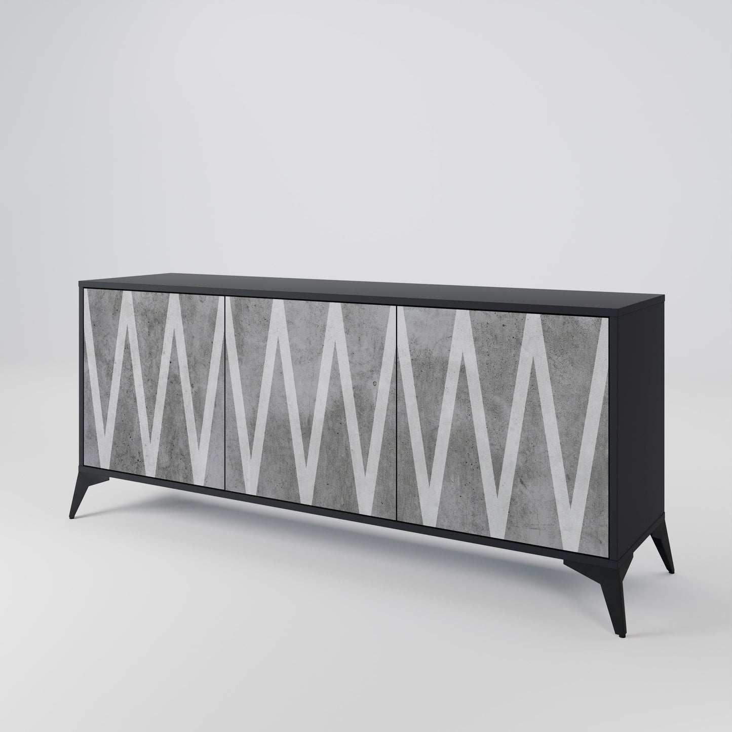 Credenza SOLID ZIG ZAG a 3 ante con finitura nera