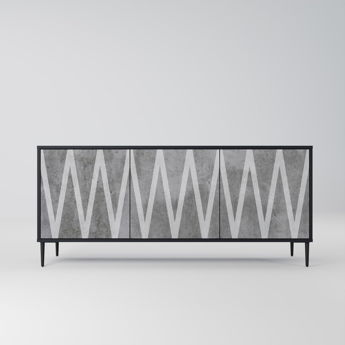 Credenza SOLID ZIG ZAG a 3 ante con finitura nera