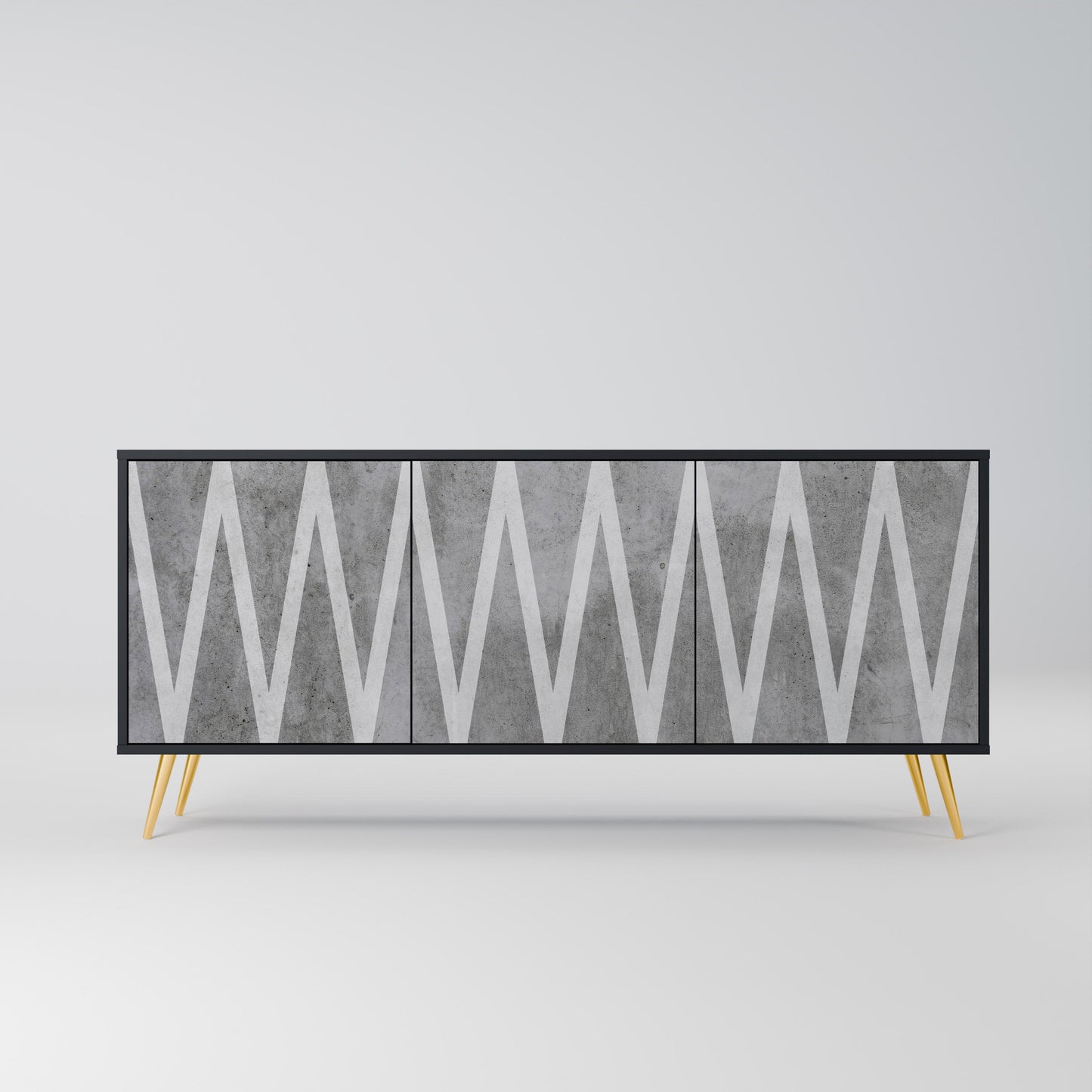 Credenza SOLID ZIG ZAG a 3 ante con finitura nera