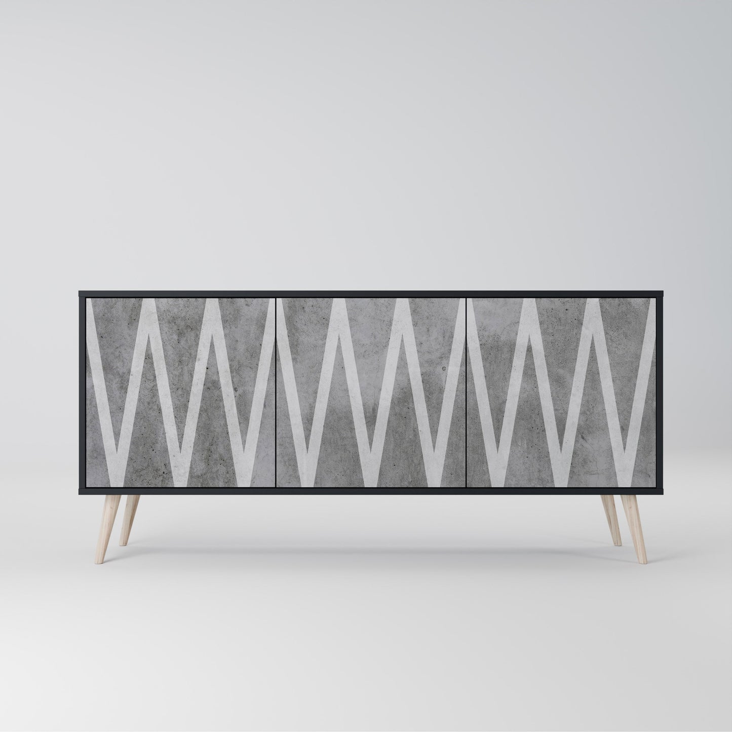 Credenza SOLID ZIG ZAG a 3 ante con finitura nera