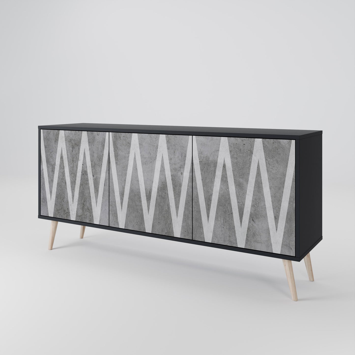 Credenza SOLID ZIG ZAG a 3 ante con finitura nera