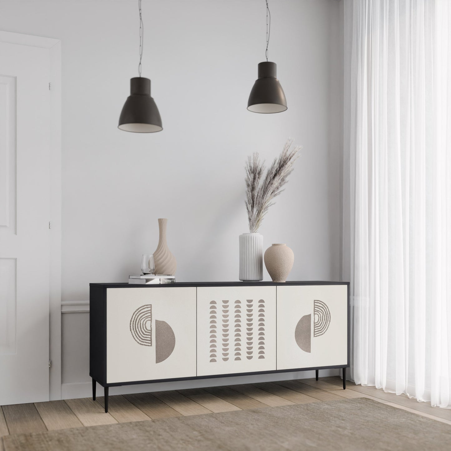 Credenza HARMONY ESSENCE a 3 ante in finitura nera