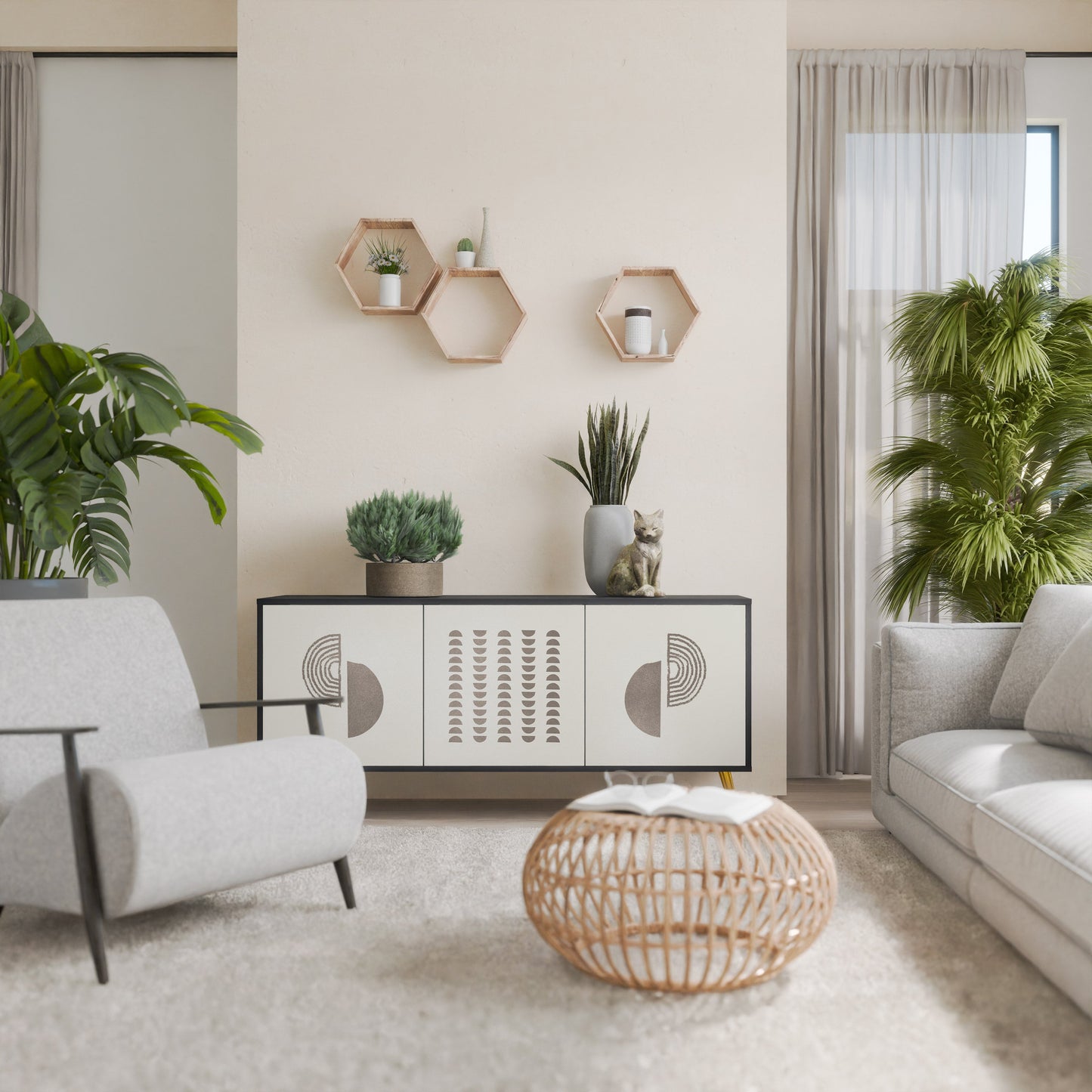 Credenza HARMONY ESSENCE a 3 ante in finitura nera