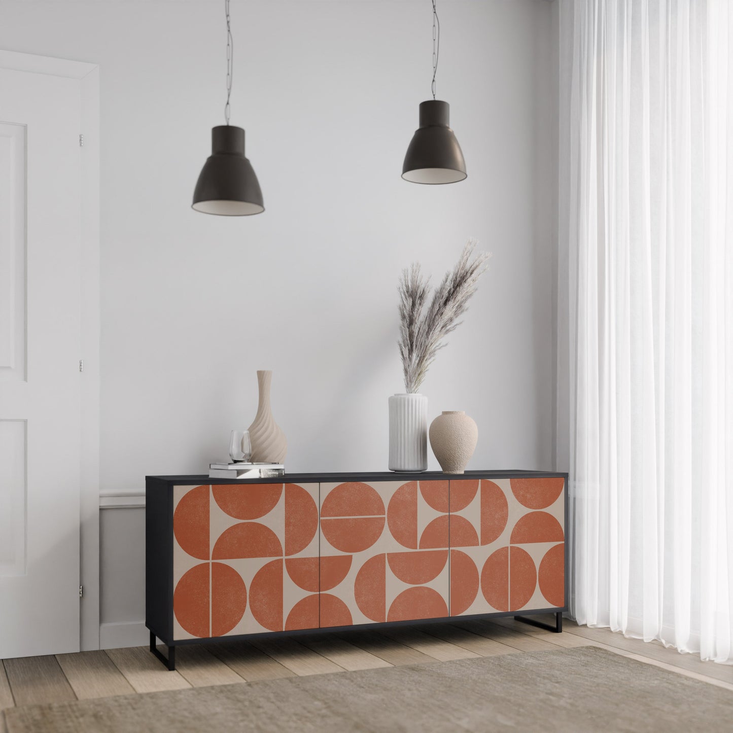 Credenza REPETITION COMPULSION a 3 ante con finitura nera