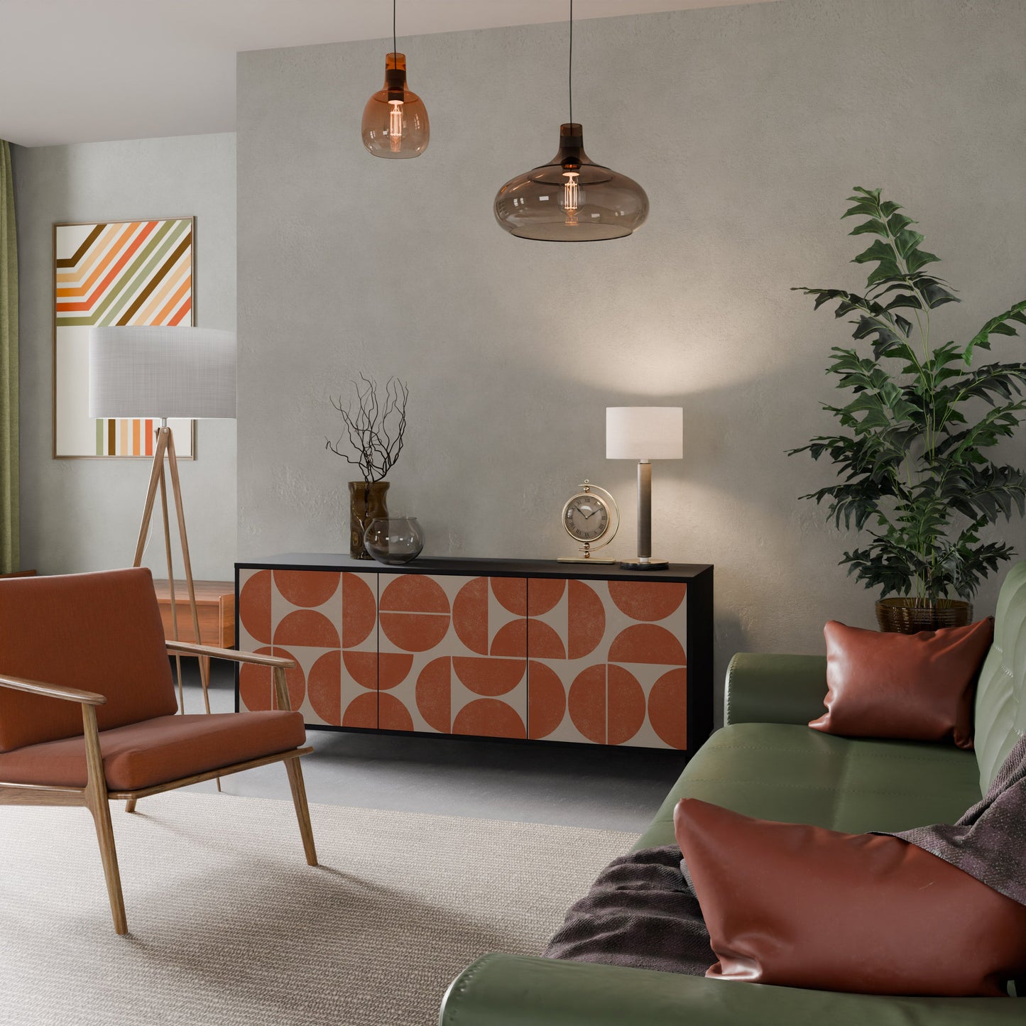 Credenza REPETITION COMPULSION a 3 ante con finitura nera