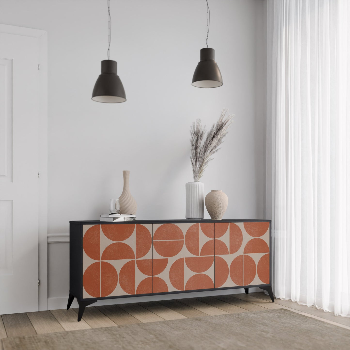 Credenza REPETITION COMPULSION a 3 ante con finitura nera