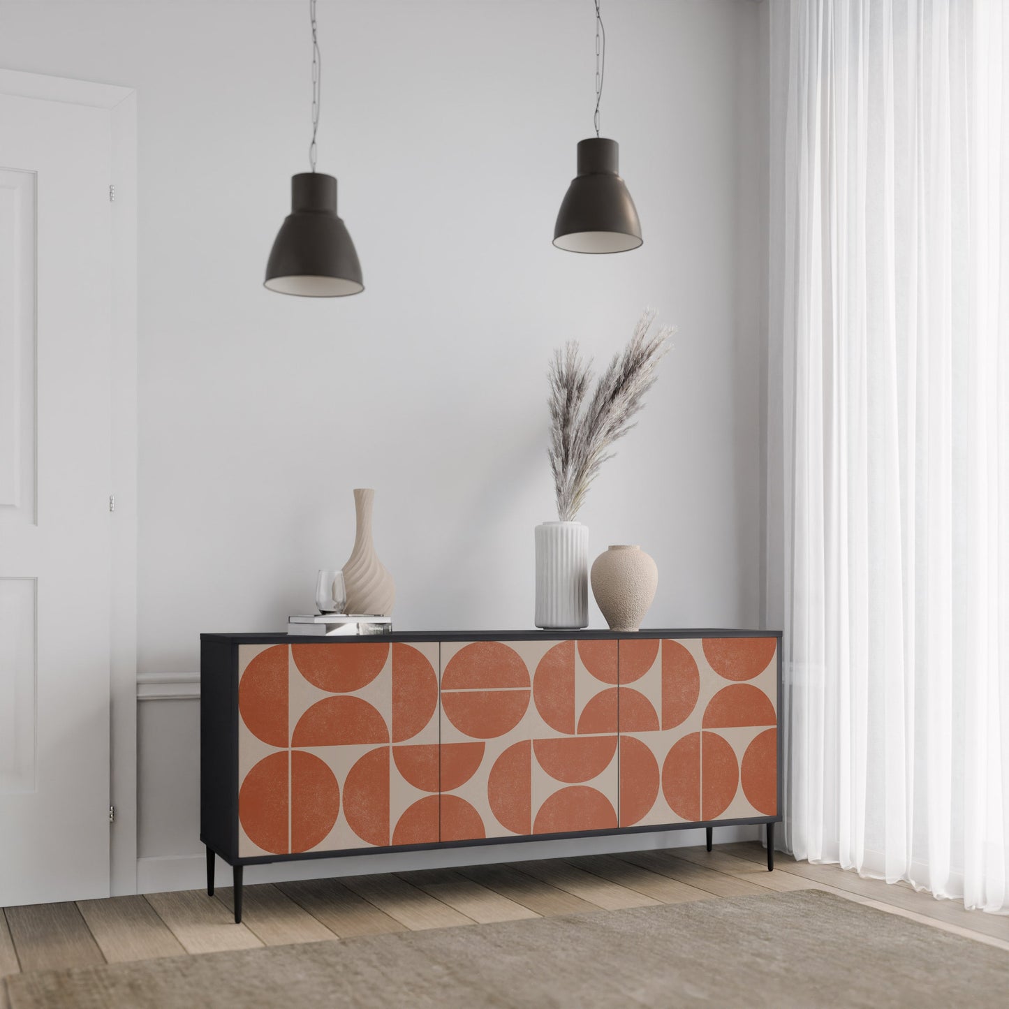 Credenza REPETITION COMPULSION a 3 ante con finitura nera