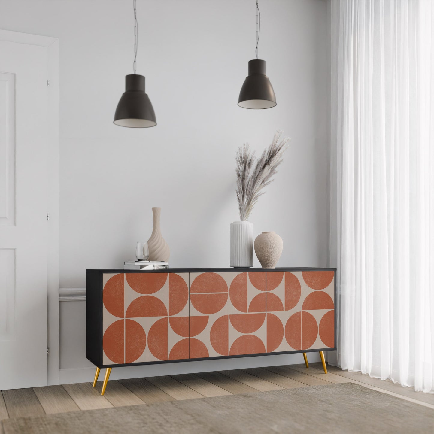 Credenza REPETITION COMPULSION a 3 ante con finitura nera