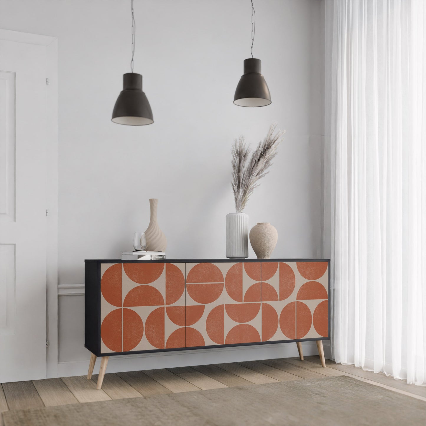 Credenza REPETITION COMPULSION a 3 ante con finitura nera