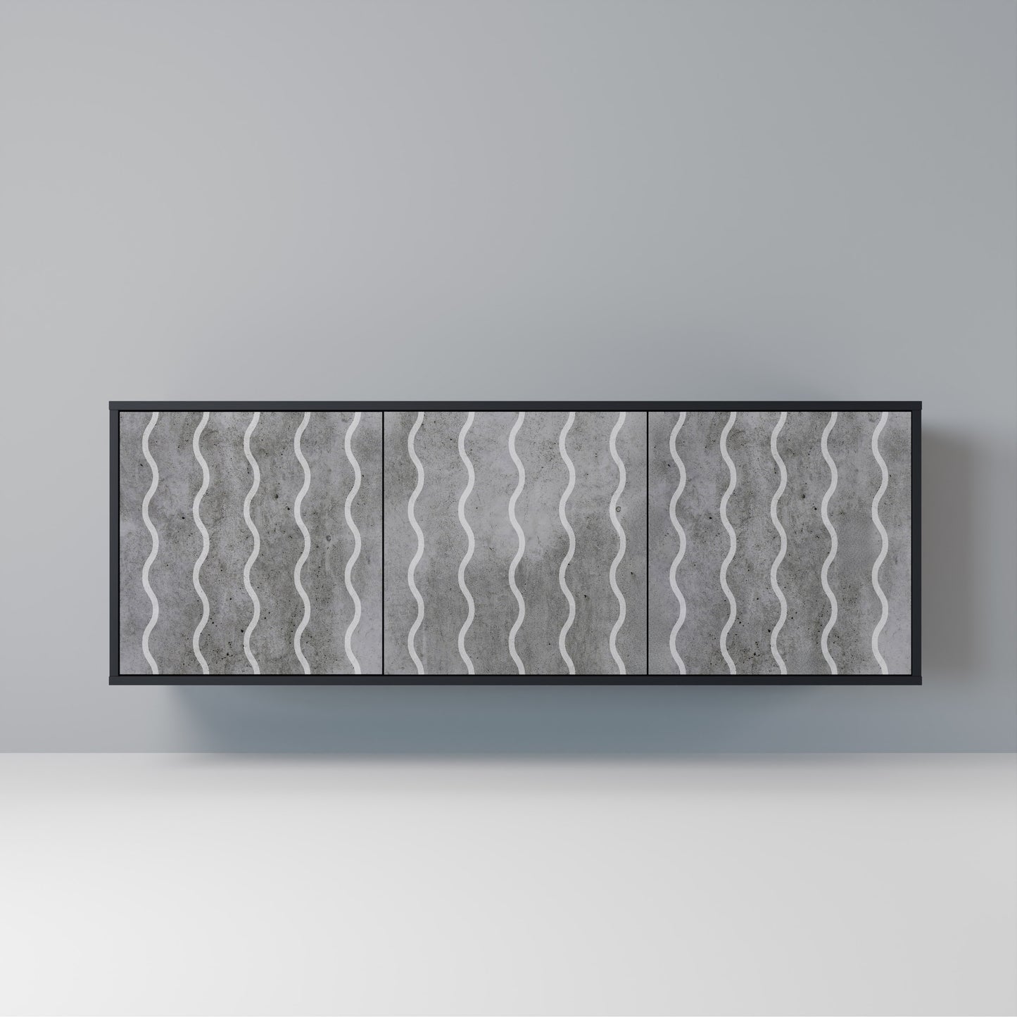 WAVES OF CONCRETE Madia a 3 Ante in Finitura Nera