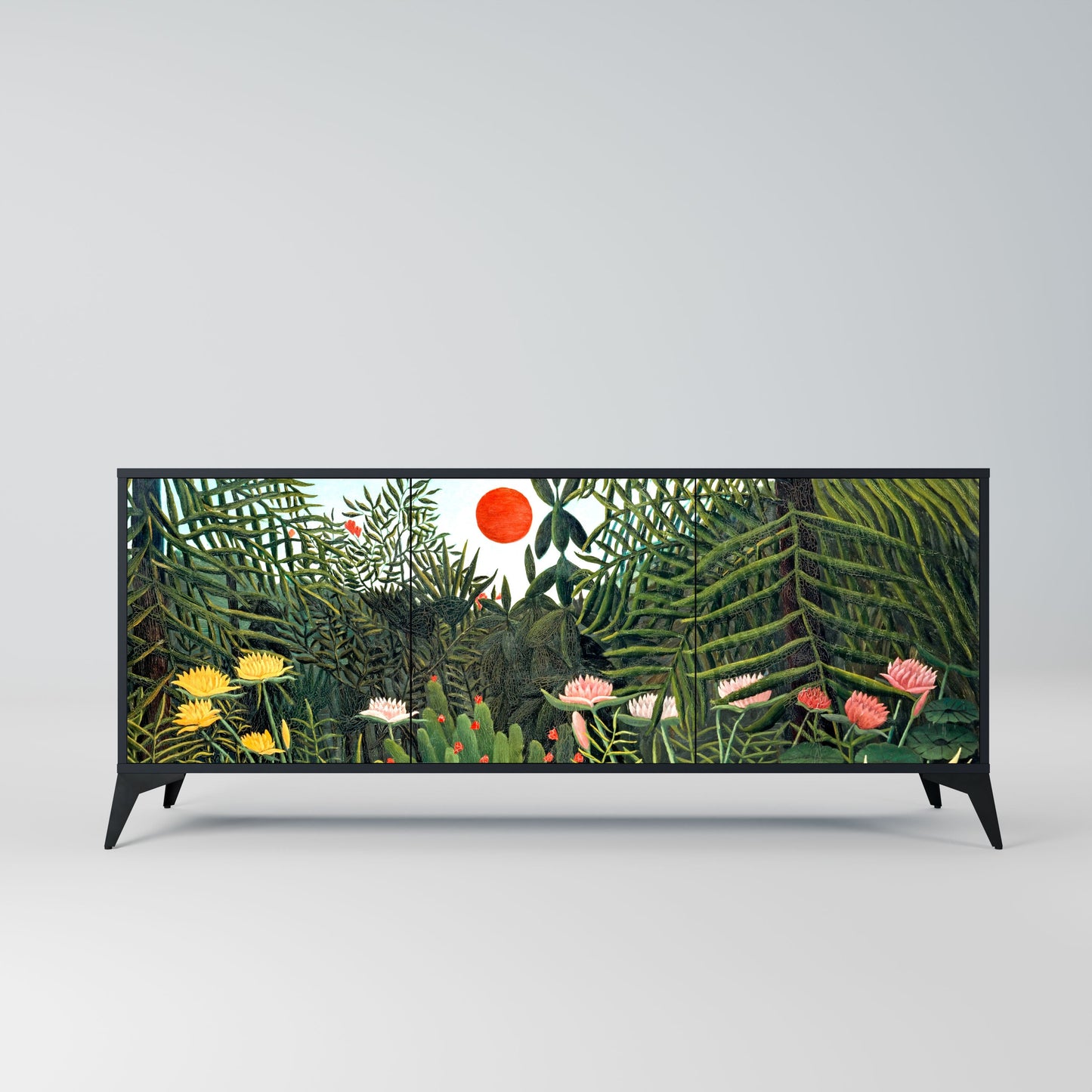 VIRGIN FOREST WITH SUNSET 3-Door Sideboard in Black Finish