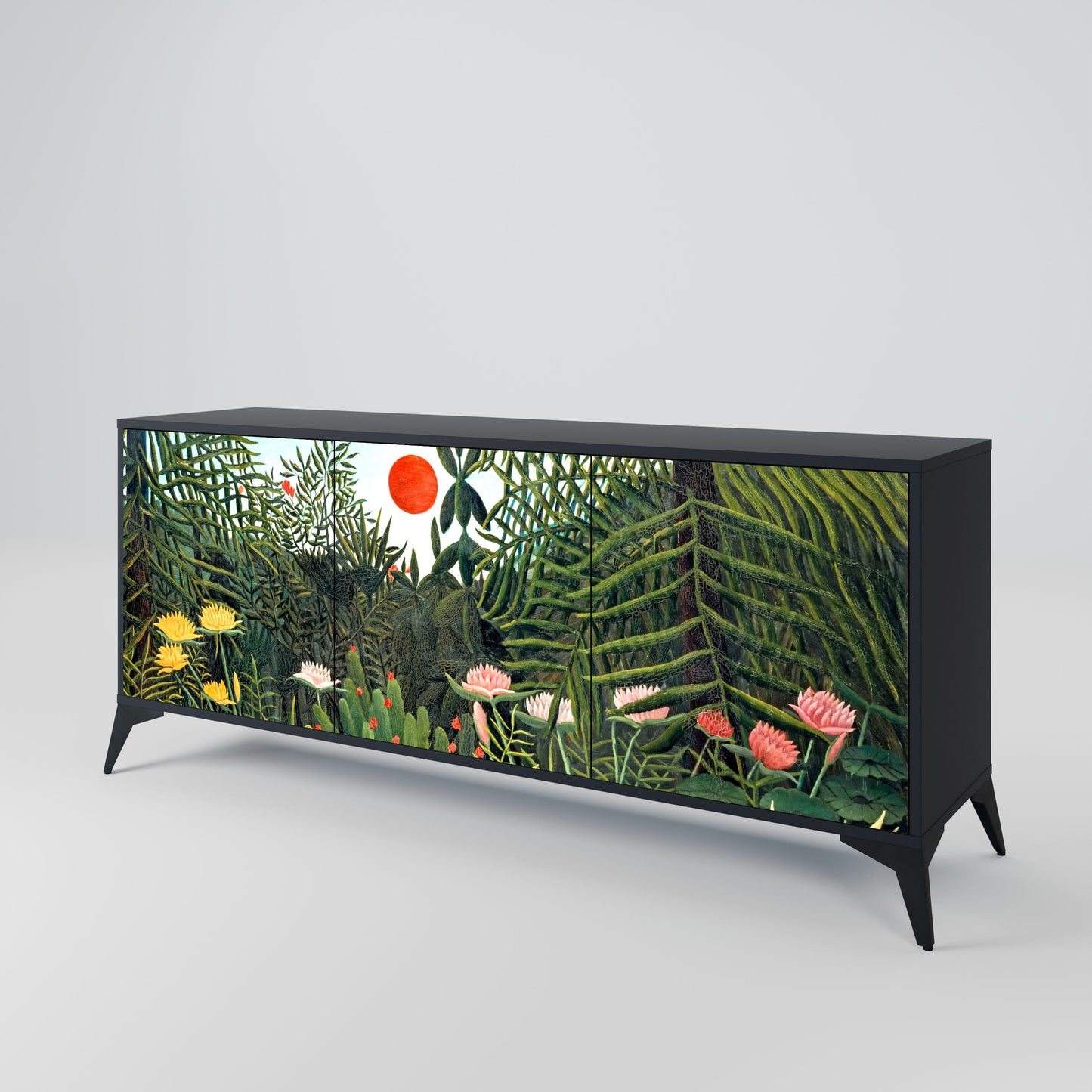 VIRGIN FOREST WITH SUNSET 3-Door Sideboard in Black Finish