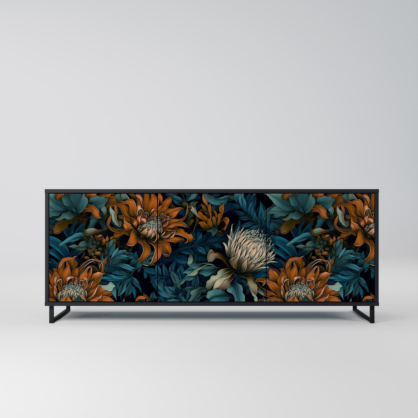Credenza a 3 ante MORNING BLOOM in finitura nera