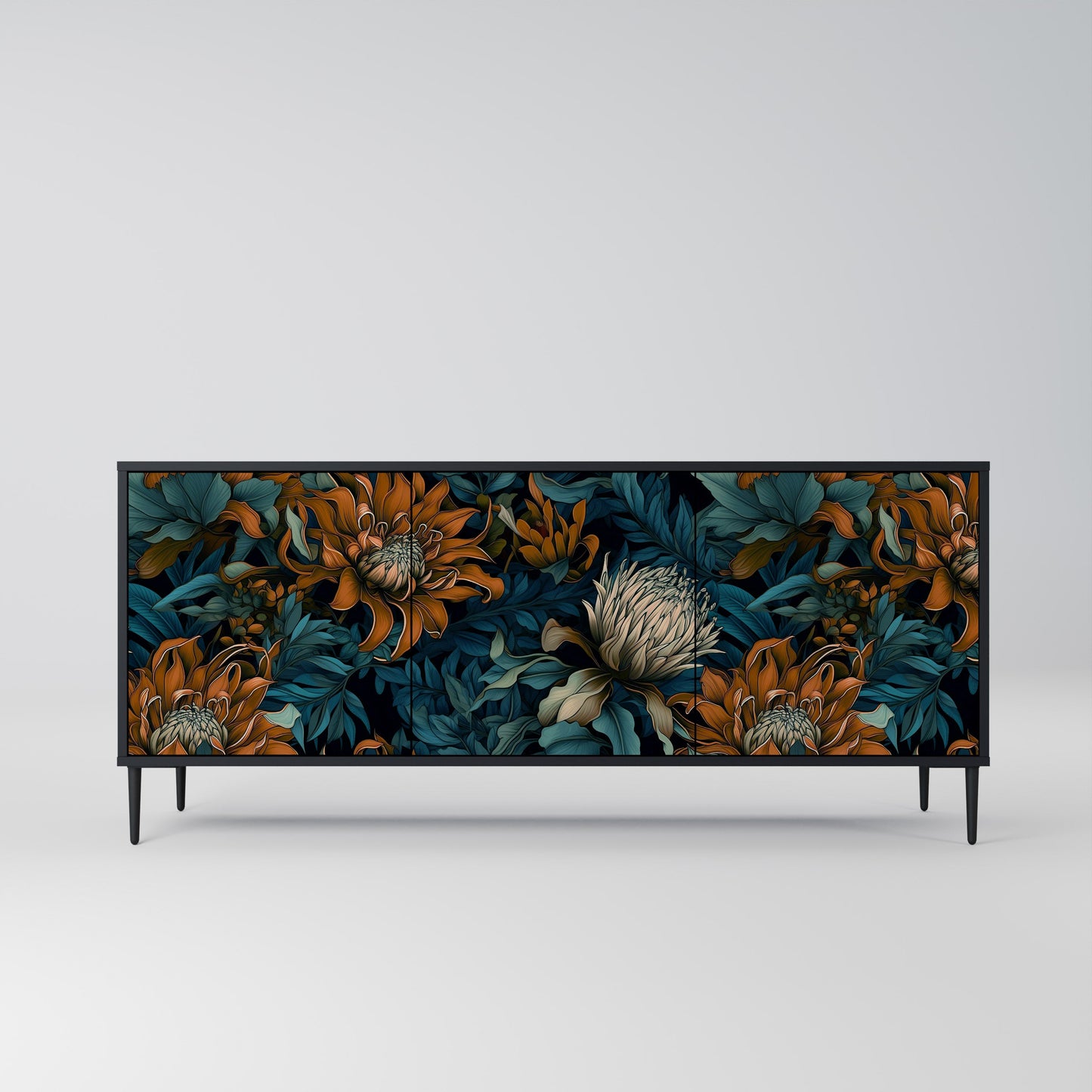Credenza a 3 ante MORNING BLOOM in finitura nera