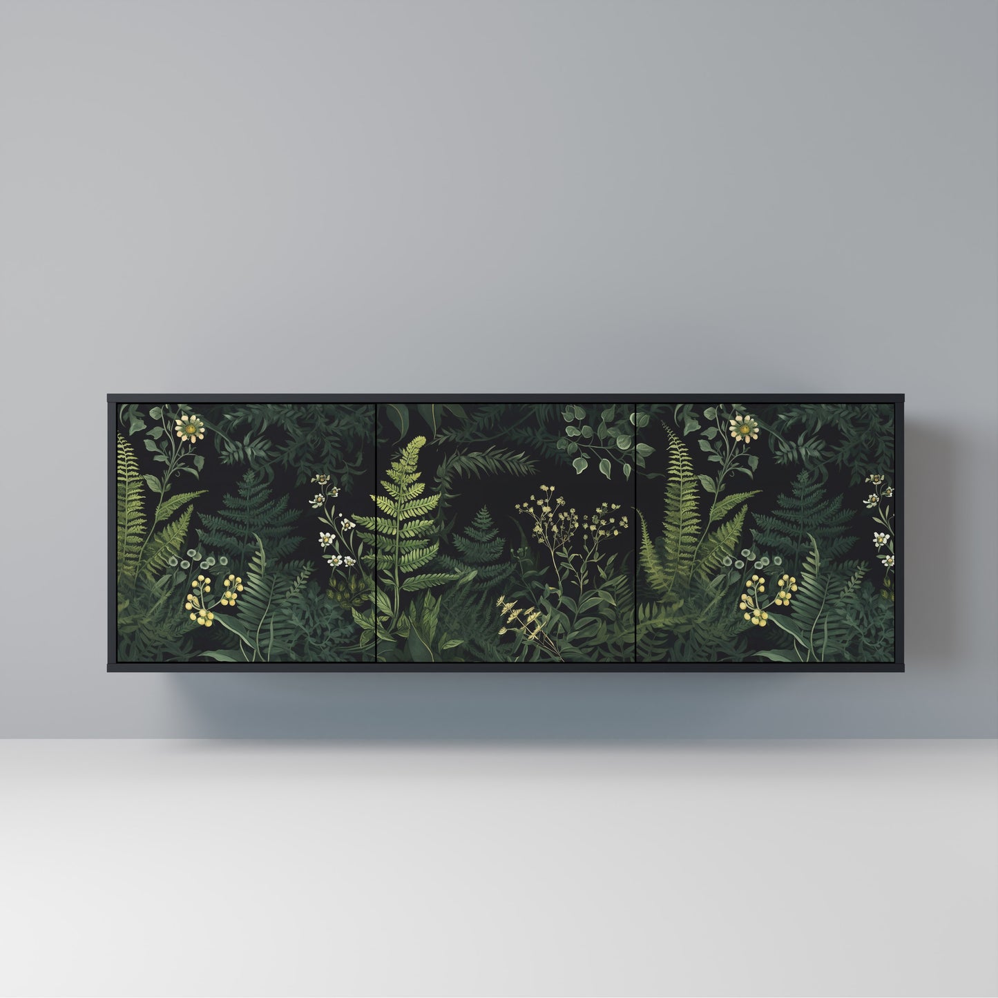 FERN FLOWERS Madia a 3 Ante in Finitura Nera