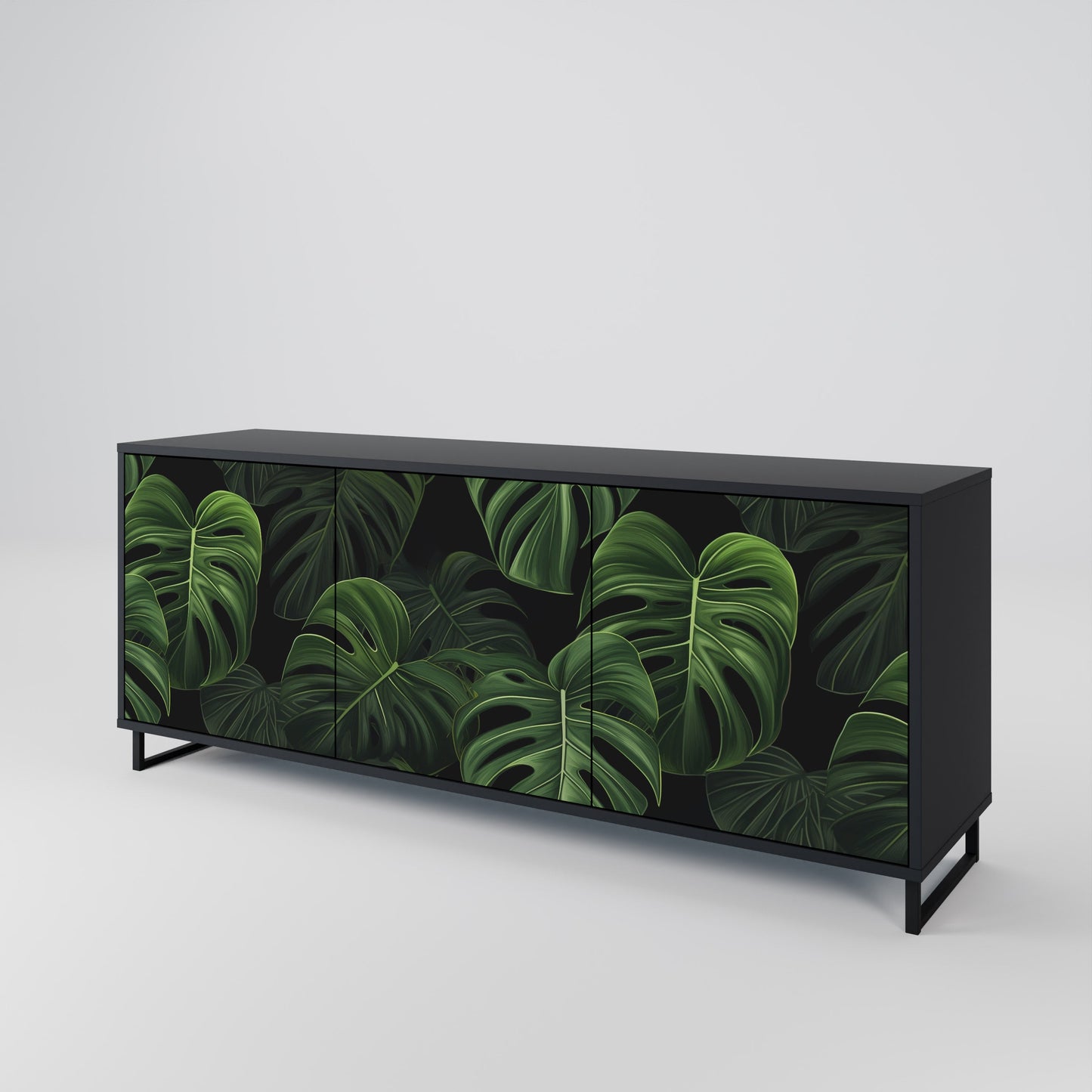 Credenza INFINITE MONSTERA a 3 ante in finitura nera