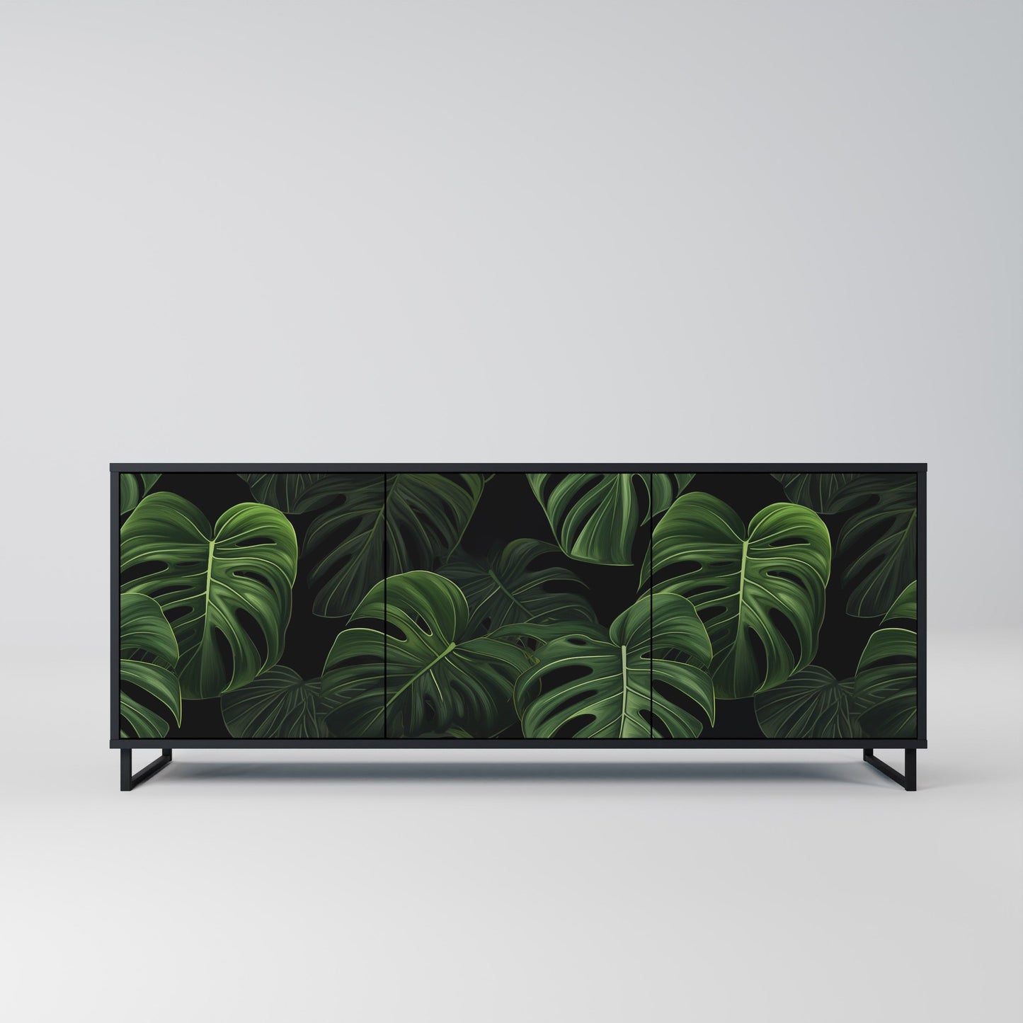 Credenza INFINITE MONSTERA a 3 ante in finitura nera