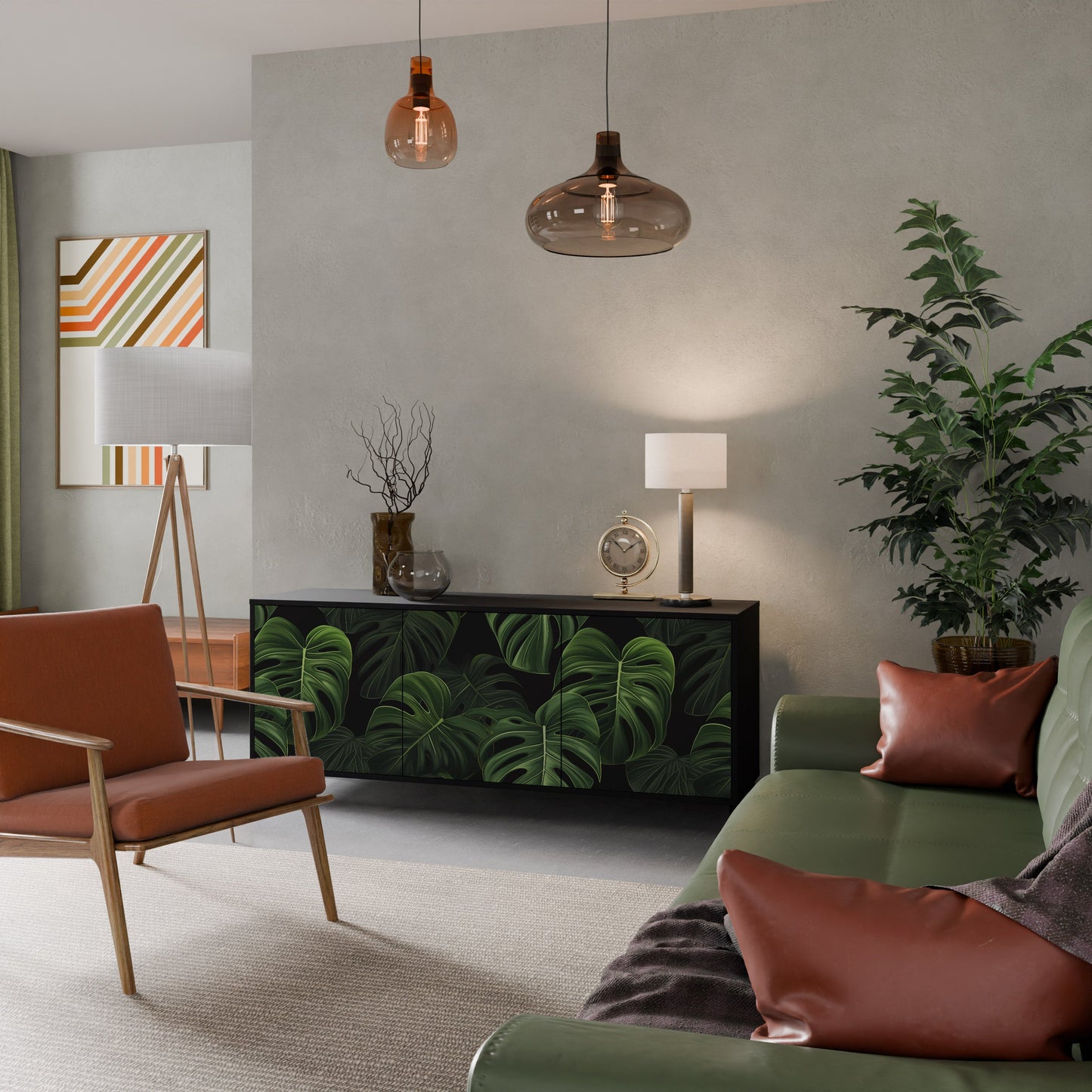 Credenza INFINITE MONSTERA a 3 ante in finitura nera