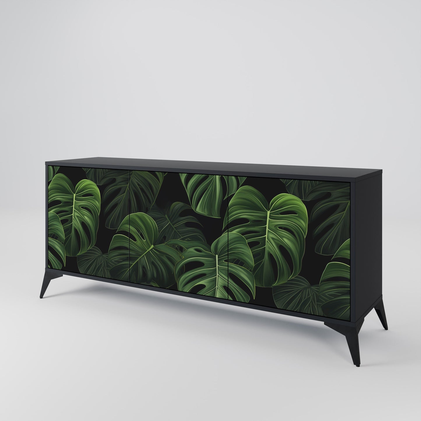 Credenza INFINITE MONSTERA a 3 ante in finitura nera