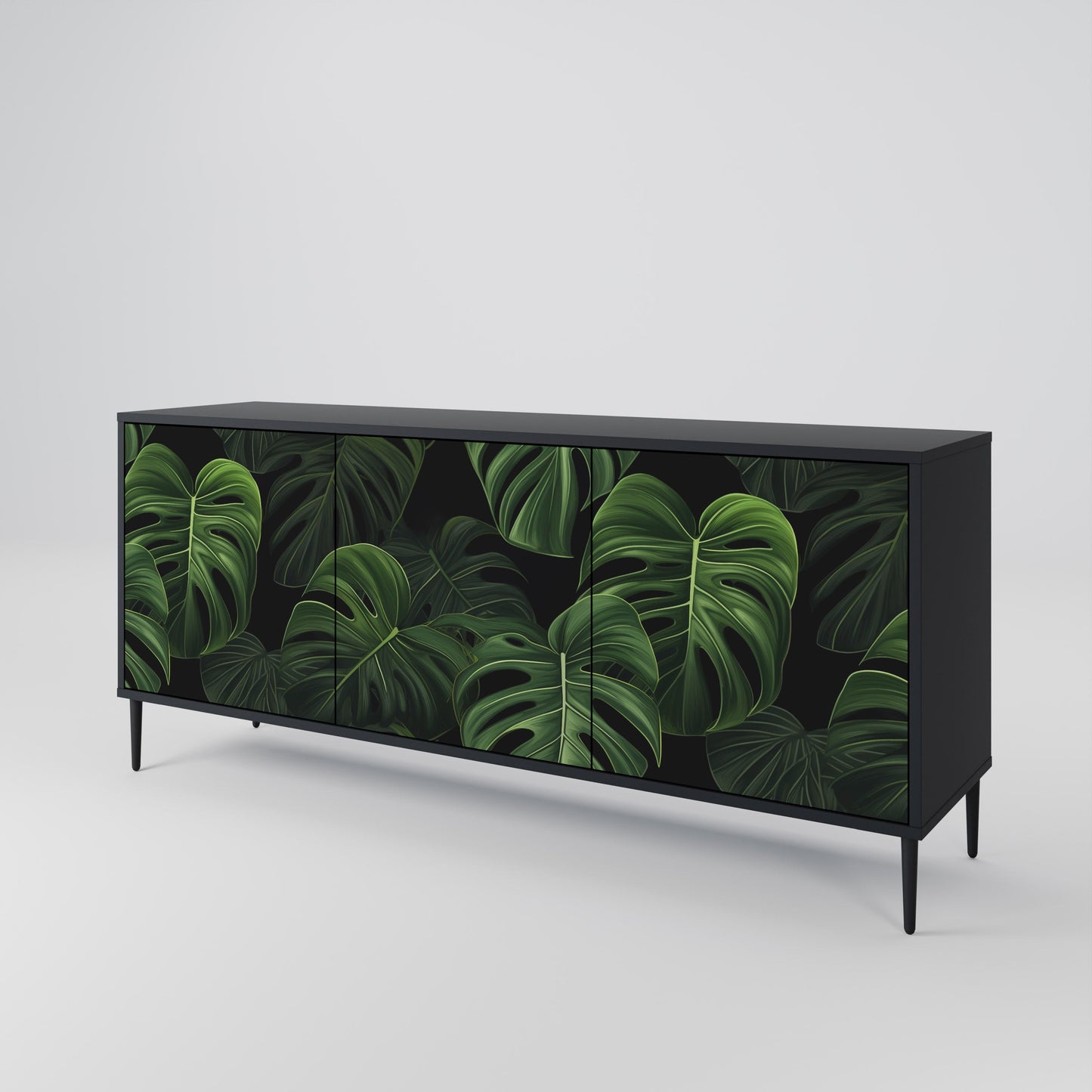 Credenza INFINITE MONSTERA a 3 ante in finitura nera