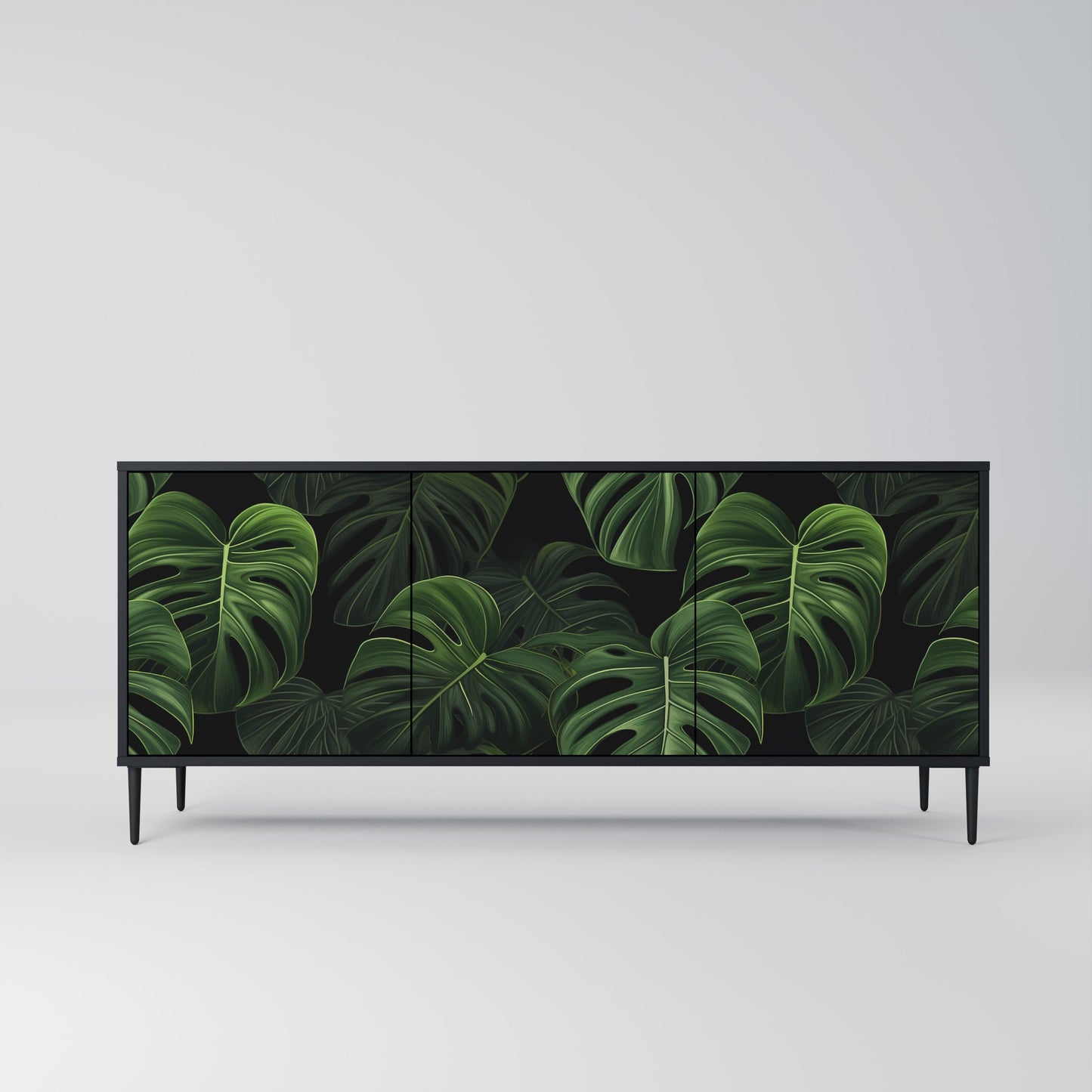 Credenza INFINITE MONSTERA a 3 ante in finitura nera