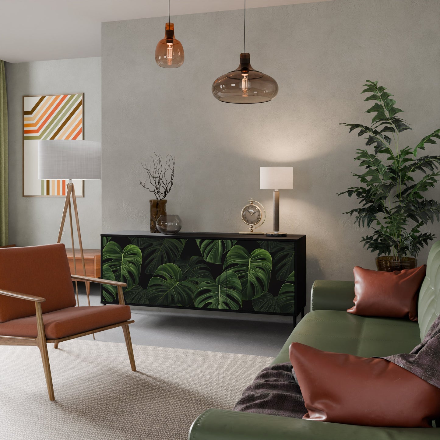 Credenza INFINITE MONSTERA a 3 ante in finitura nera