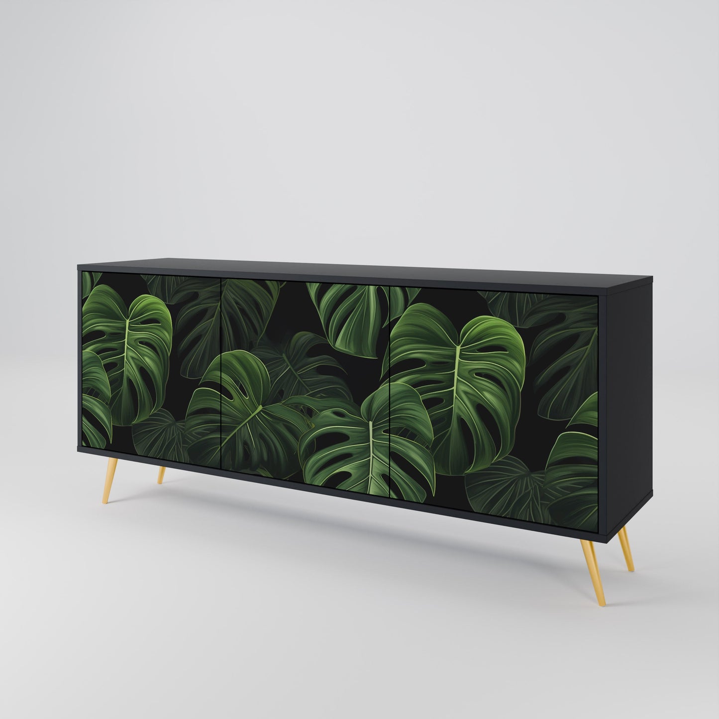 Credenza INFINITE MONSTERA a 3 ante in finitura nera