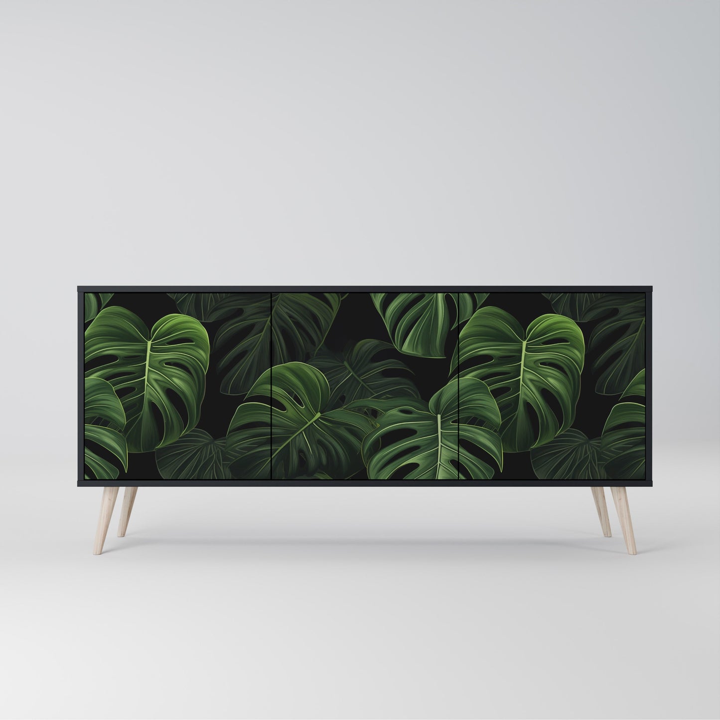 Credenza INFINITE MONSTERA a 3 ante in finitura nera