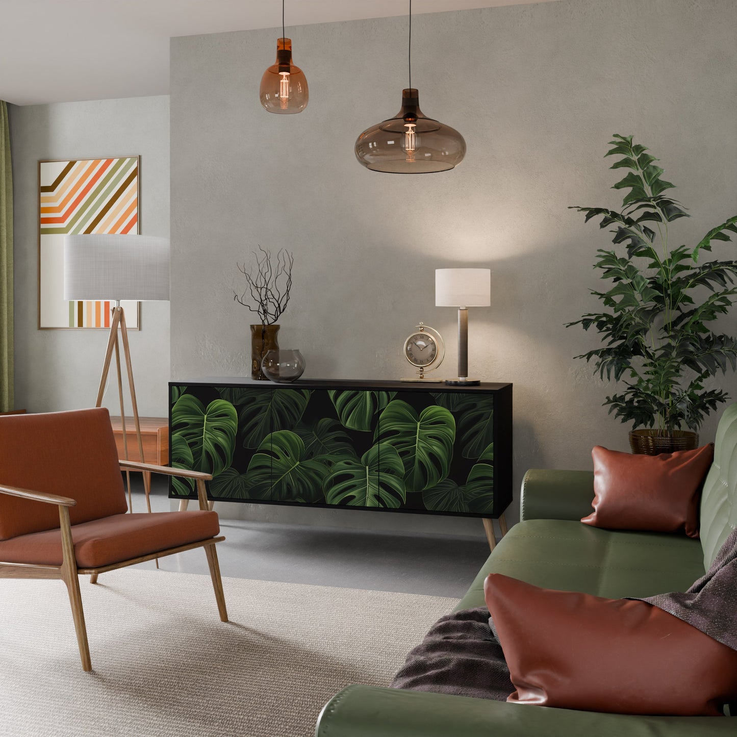 Credenza INFINITE MONSTERA a 3 ante in finitura nera