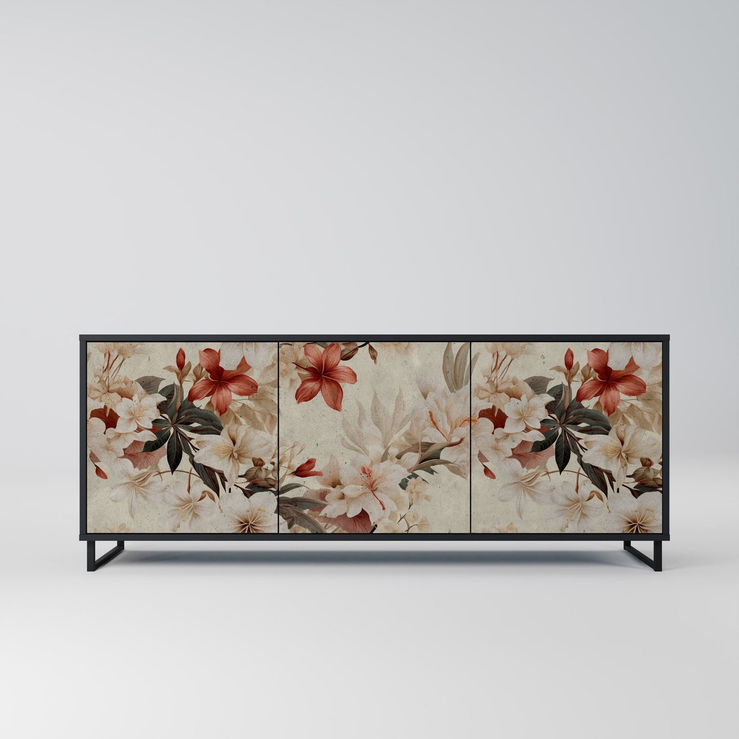 Credenza a 3 ante PETAL HARMONY in finitura nera