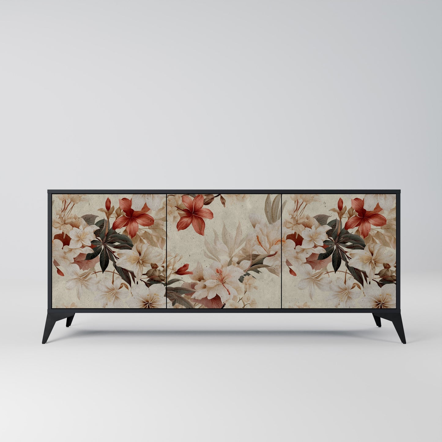 Credenza a 3 ante PETAL HARMONY in finitura nera