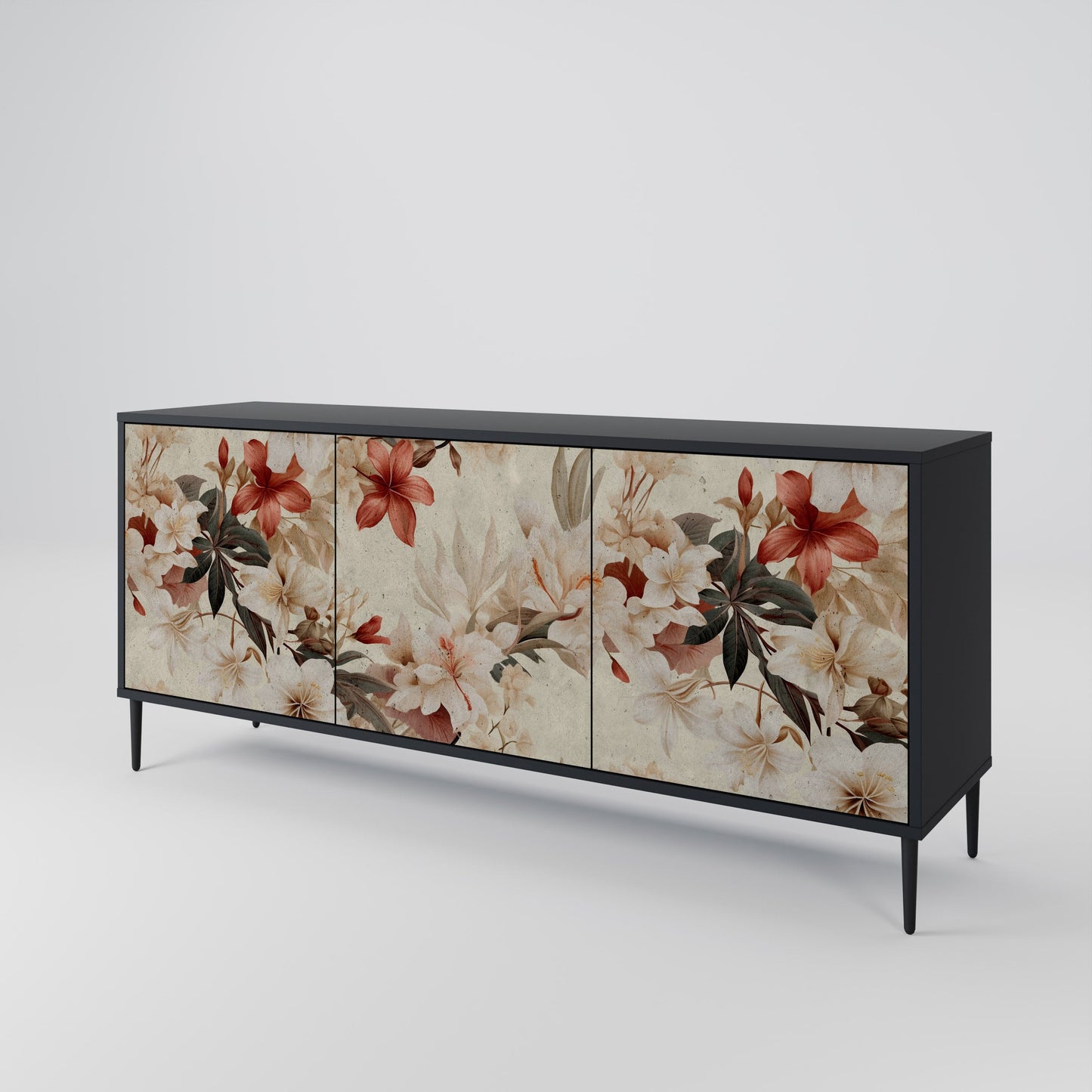 Credenza a 3 ante PETAL HARMONY in finitura nera