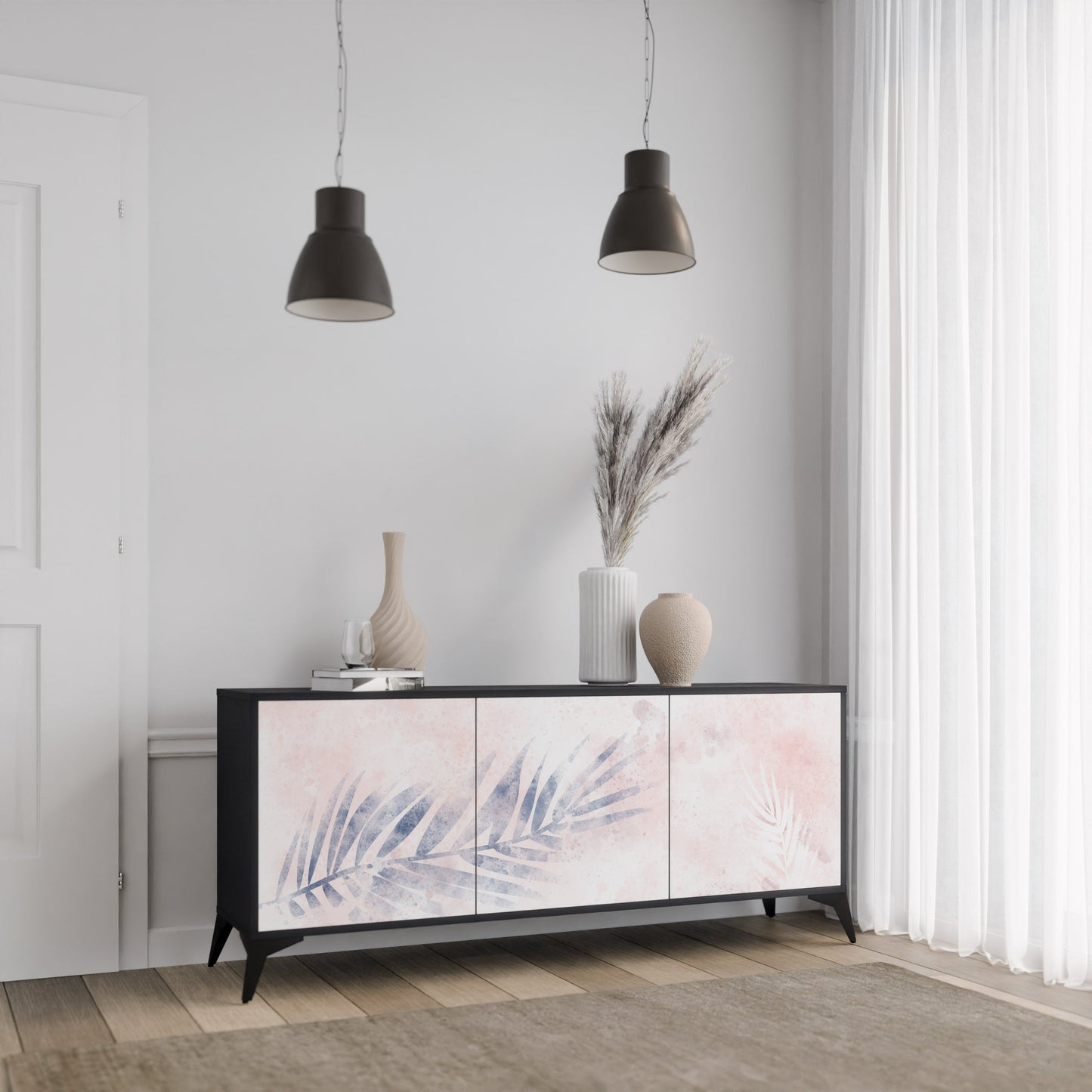 Credenza TIMELESS FLOAT a 3 ante in finitura nera